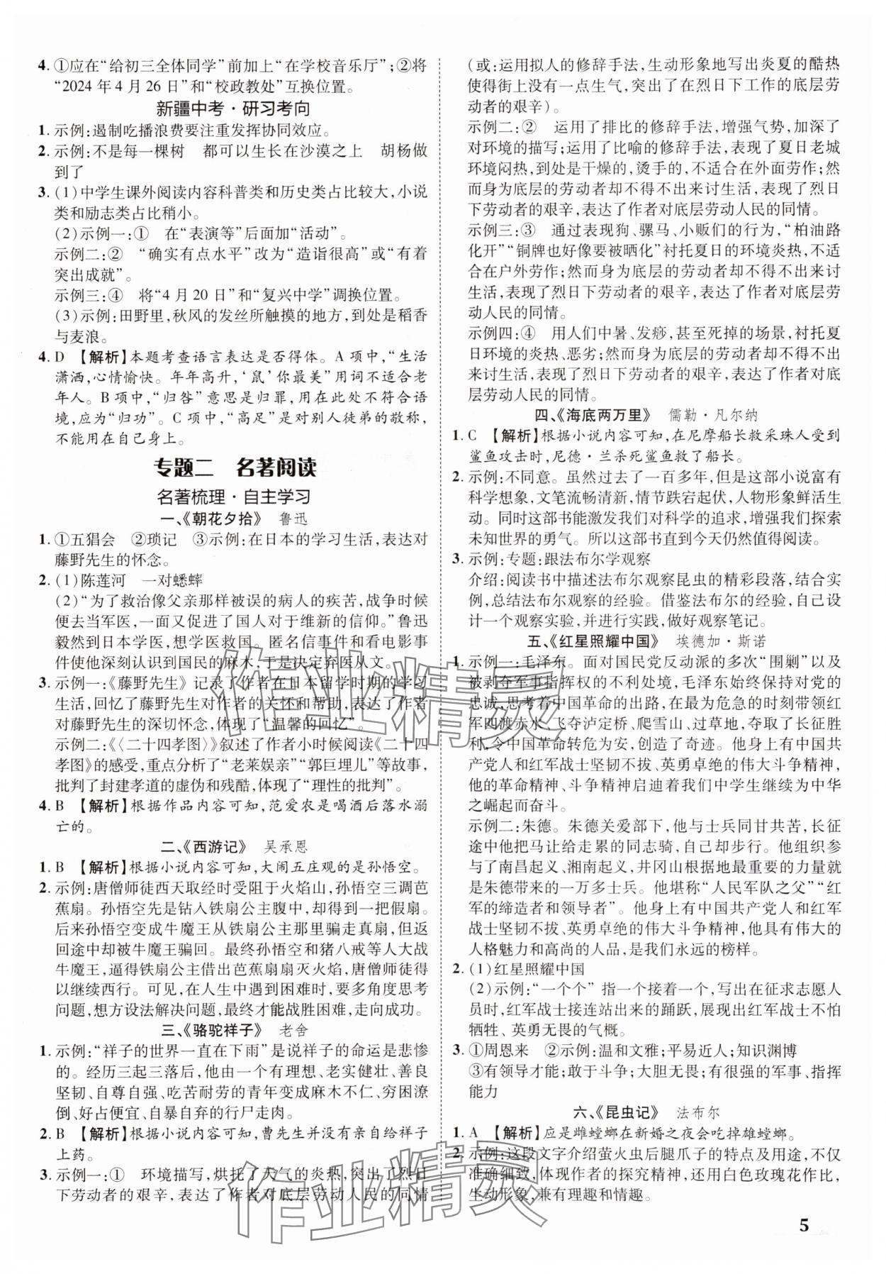 2024年卓文書業(yè)加速度語文新疆專版 參考答案第4頁