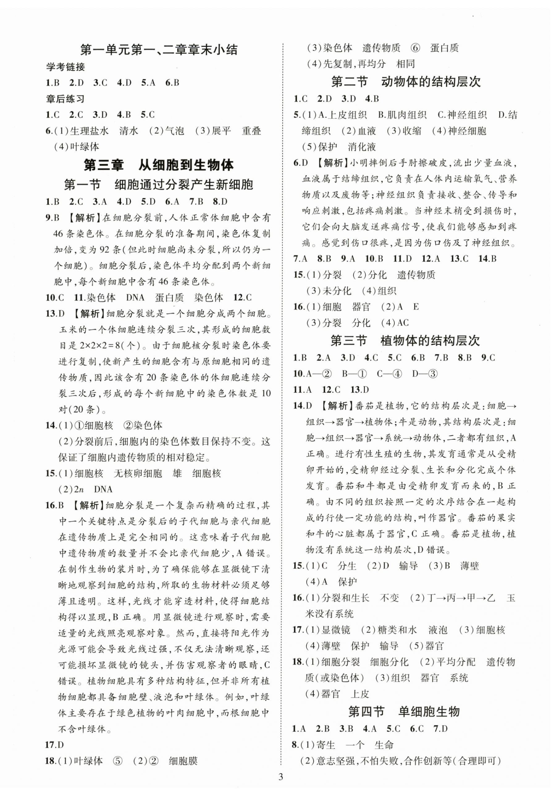 2025年一课一练创新练习七年级生物上册人教版 第3页