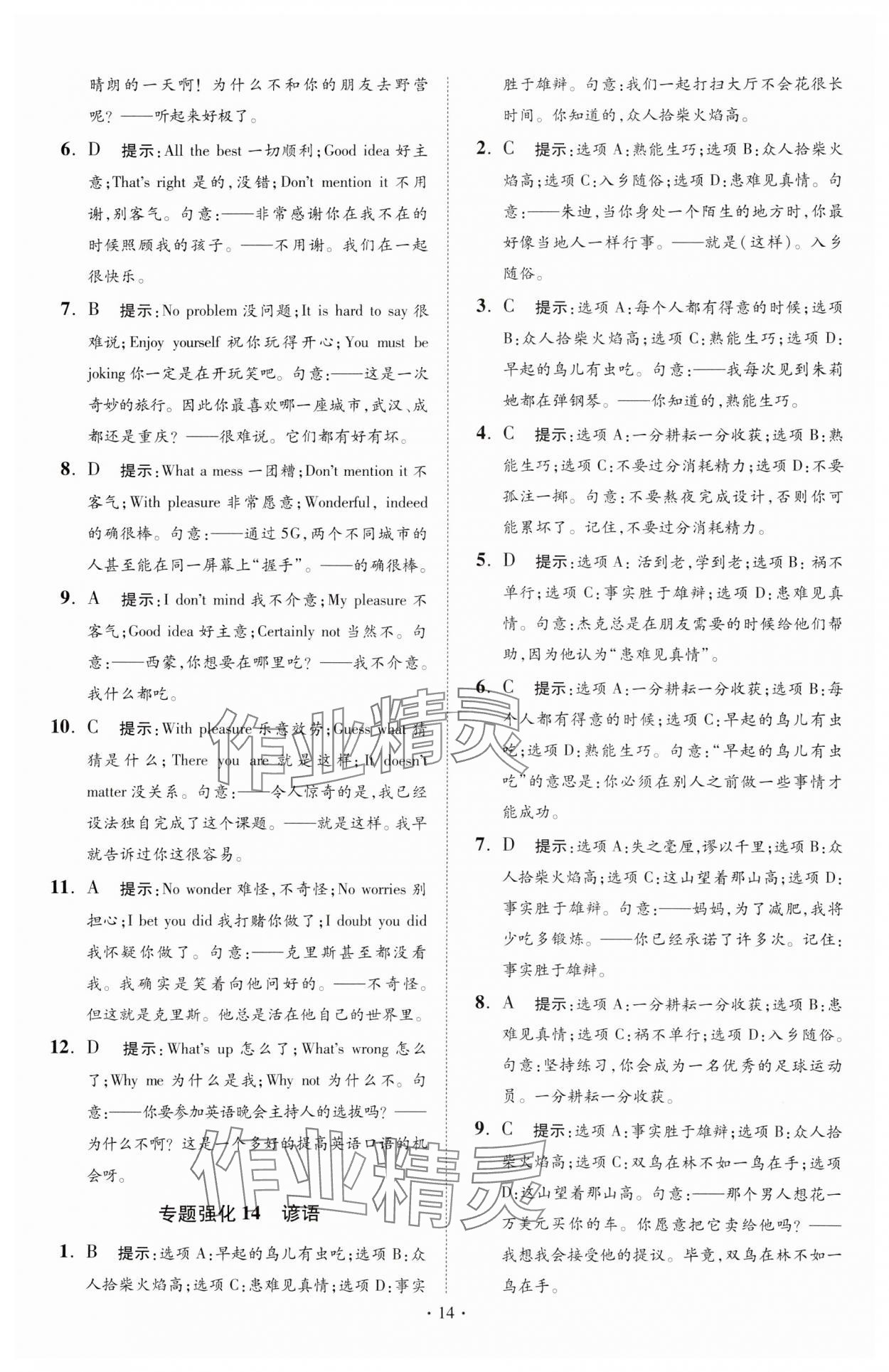 2024年中考英语小题狂做提优版 第14页