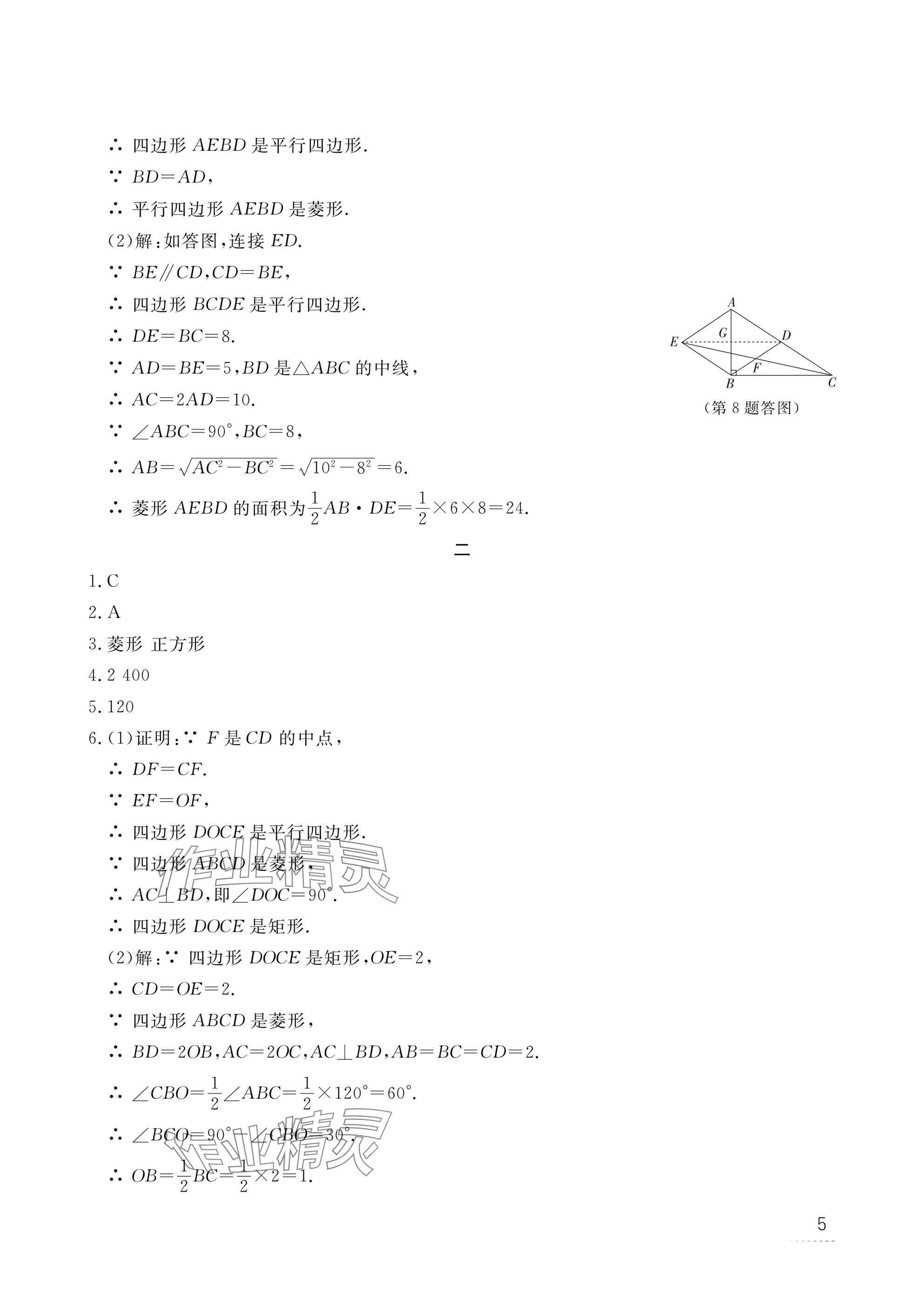 2025年寒假作業(yè)江西教育出版社九年級合訂本北師大版 參考答案第5頁