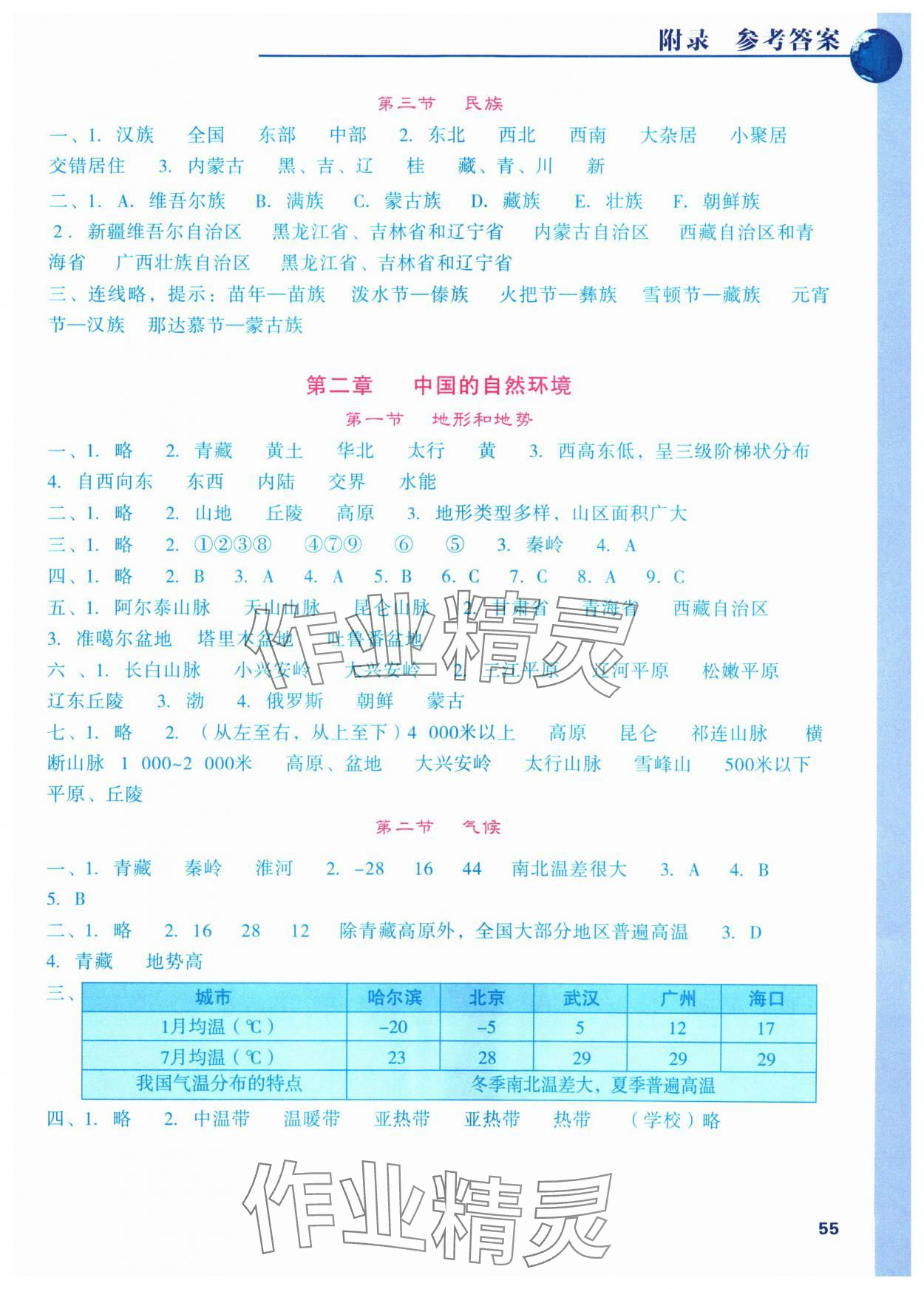 2024年填充圖冊成都地圖出版社八年級地理上冊人教版 參考答案第2頁