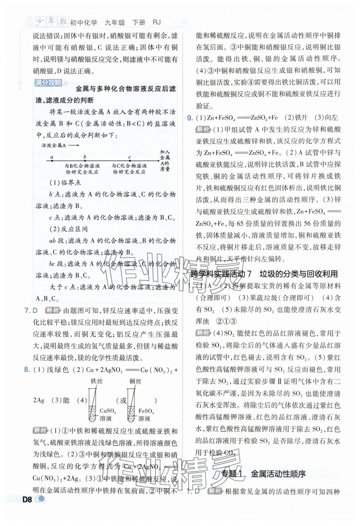 2025年少年班九年級(jí)化學(xué)下冊(cè)人教版 參考答案第8頁(yè)