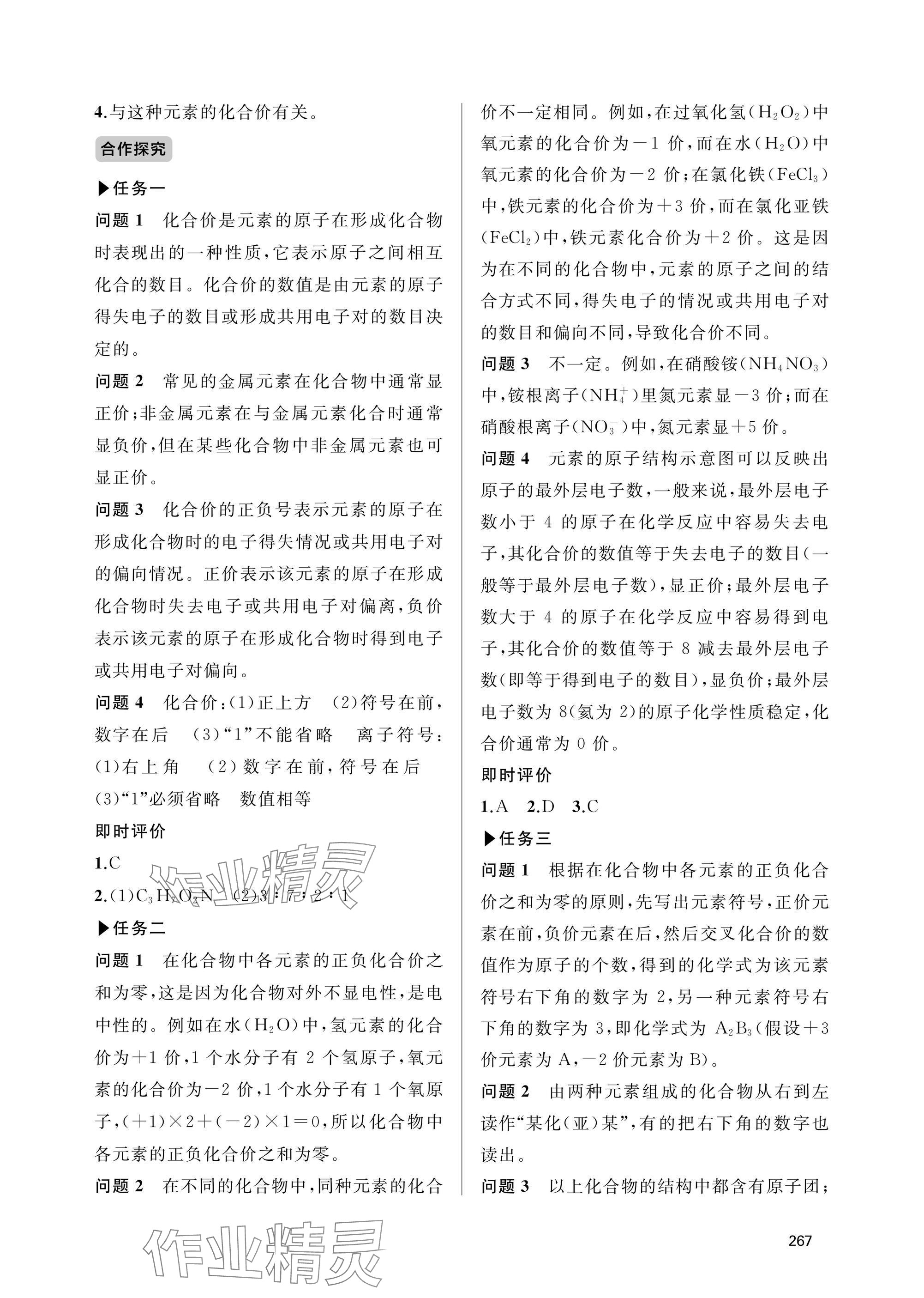 2025年新课程助学丛书九年级化学全一册人教版 参考答案第11页