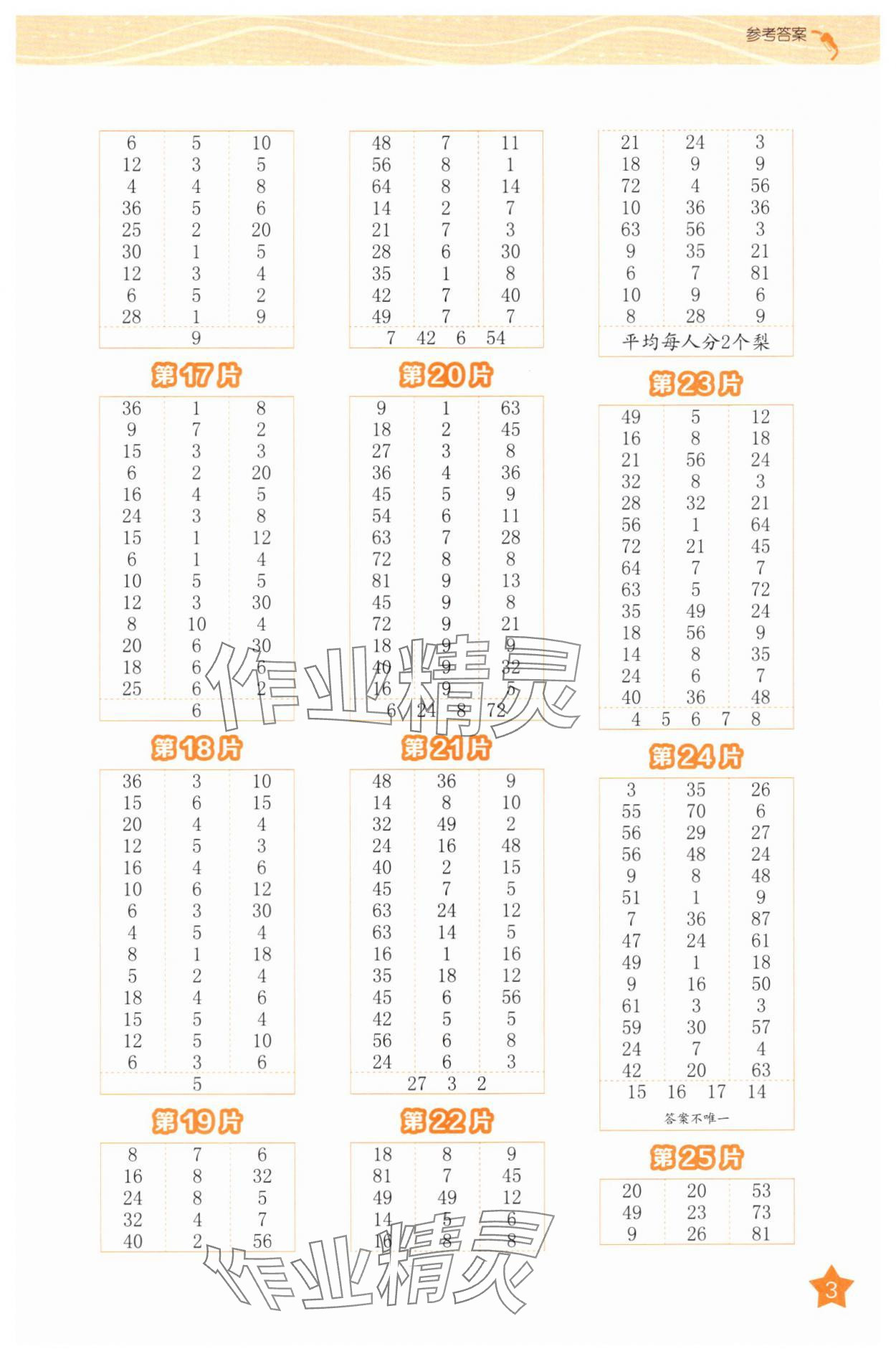 2025年新编口算天天练二年级数学下册人教版&nbsp;参考答案第3页