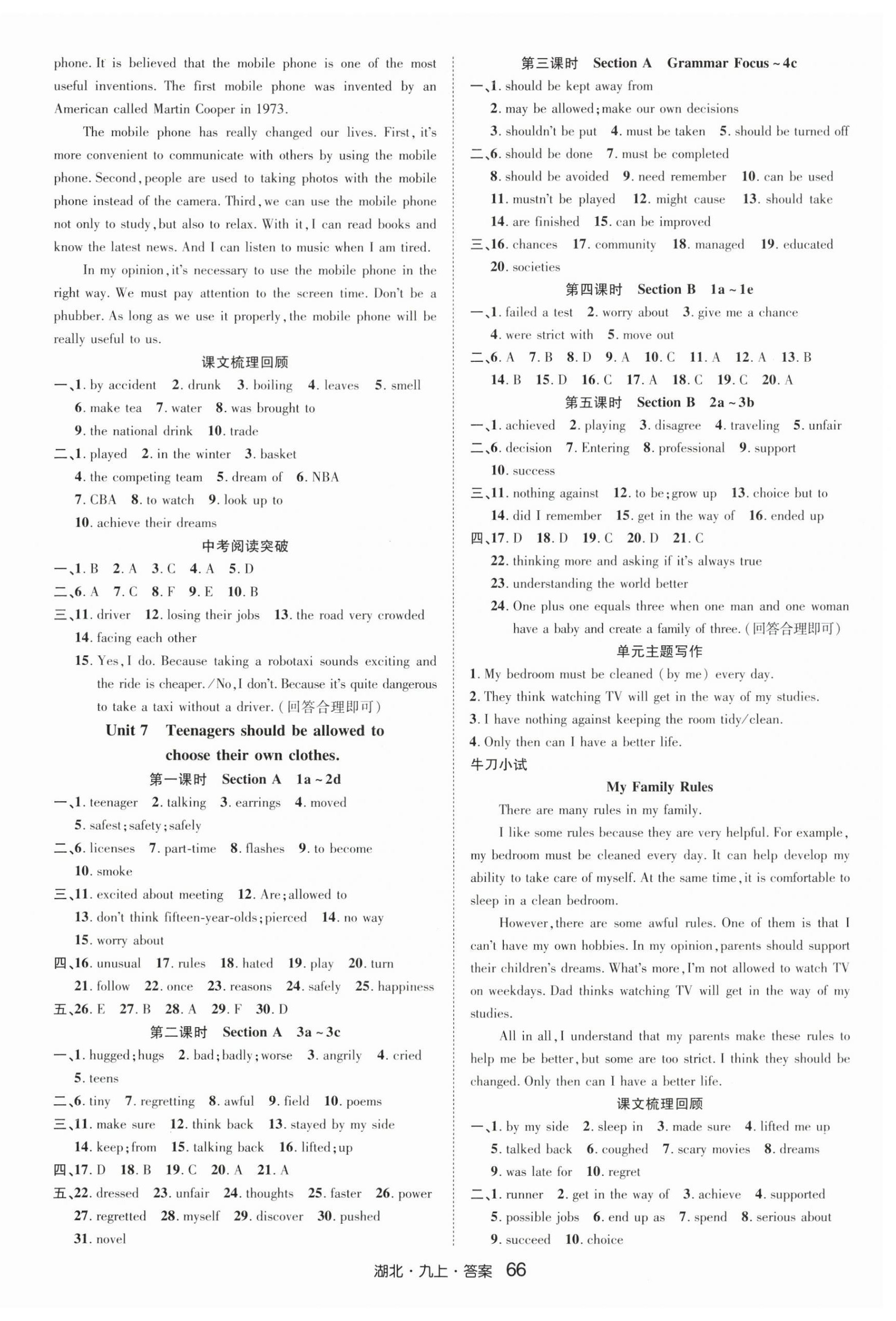2025年奇迹课堂九年级英语上册人教版湖北专版 第6页