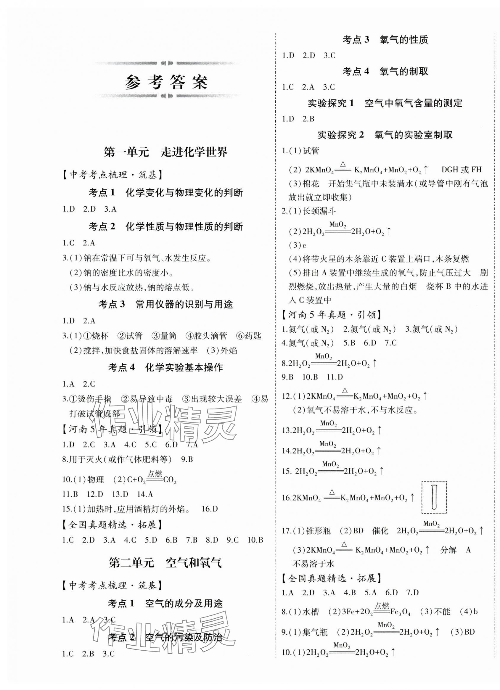2025年初中學業水平考試復習指導化學河南專版 第1頁