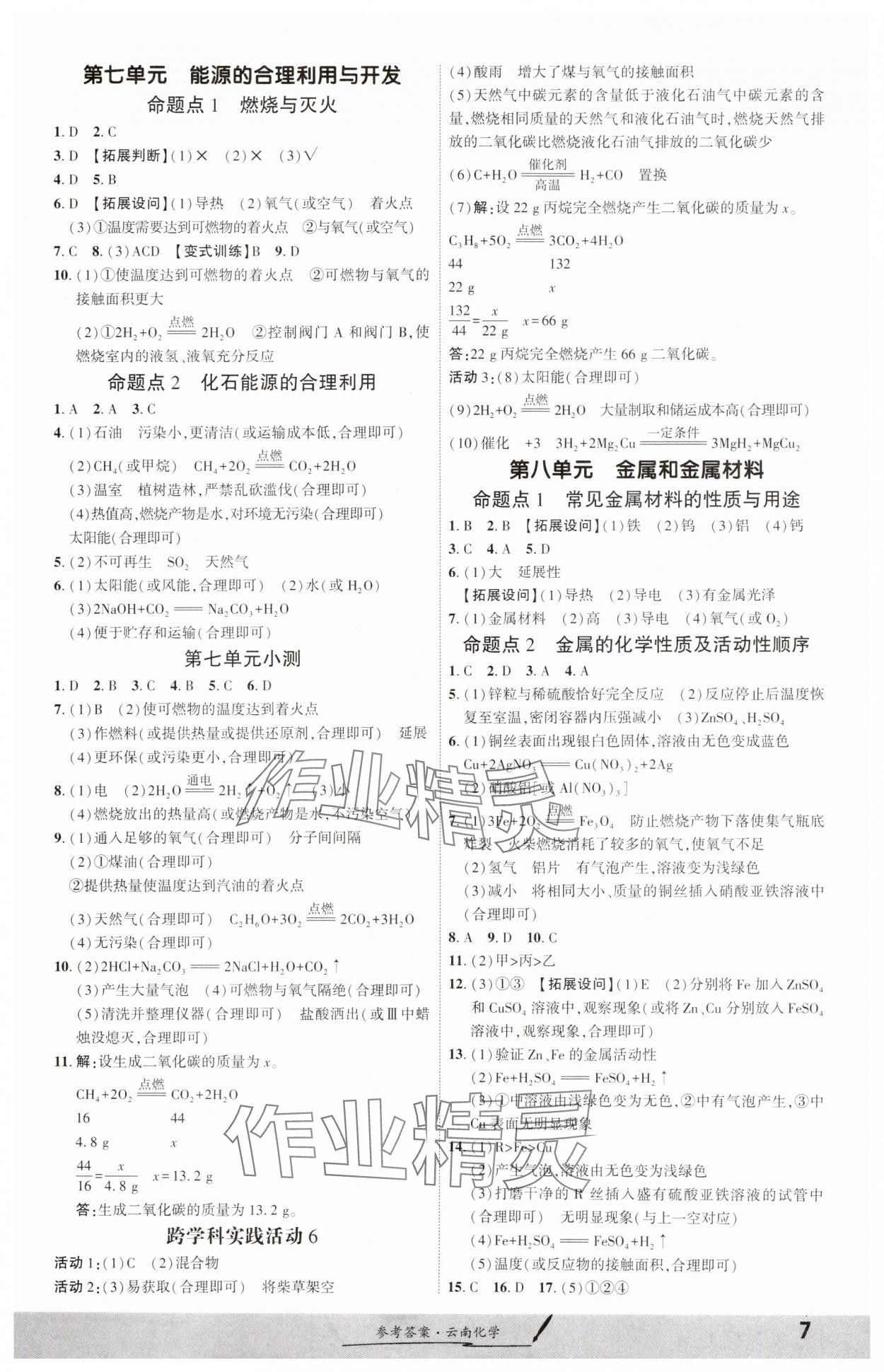 2025年一战成名考前新方案化学云南专版 参考答案第6页