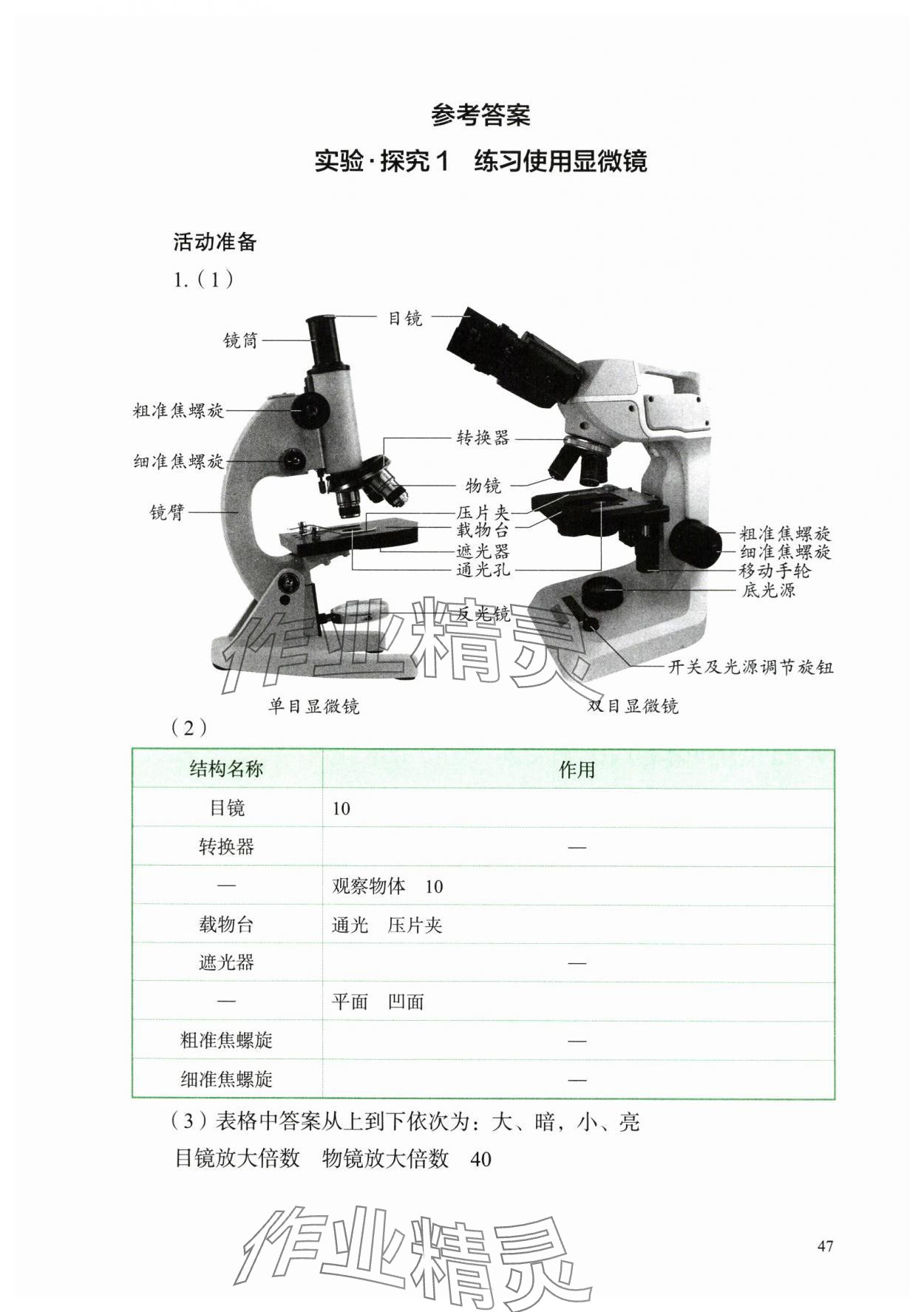 2025年探究活动报告册七年级生物上册人教版 第1页