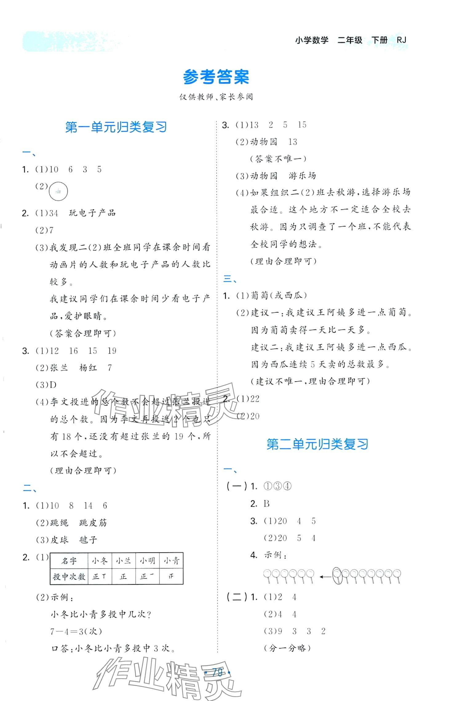 2024年53單元歸類復習二年級數學下冊人教版 第1頁