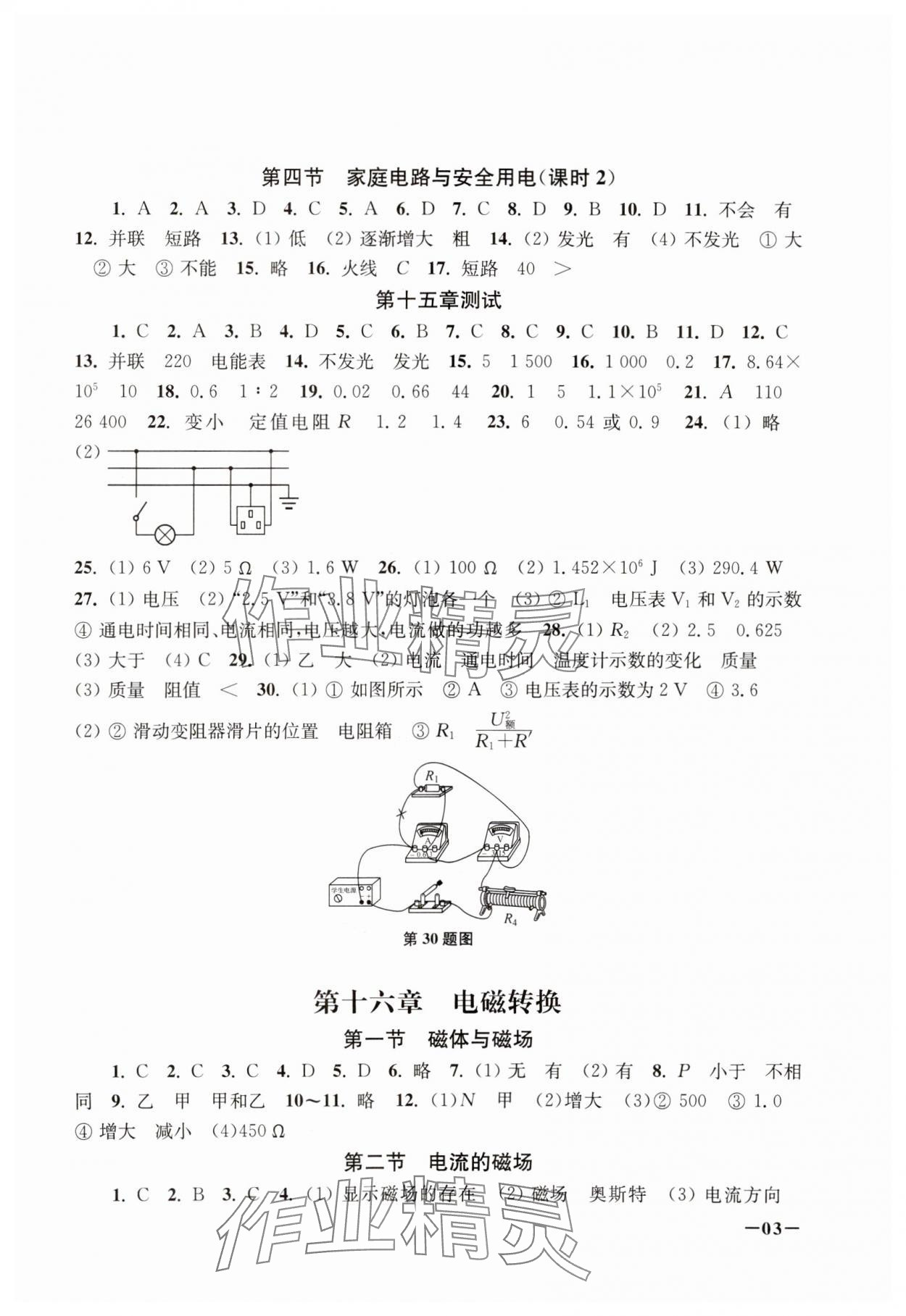 2024年課堂追蹤九年級物理下冊蘇科版 參考答案第3頁