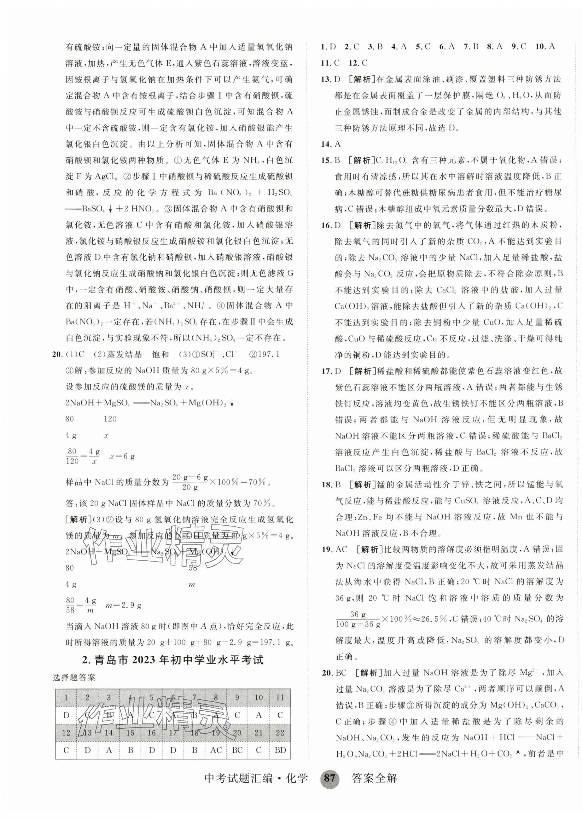 2024年中考試題匯編化學(xué)山東科學(xué)技術(shù)出版社 第3頁