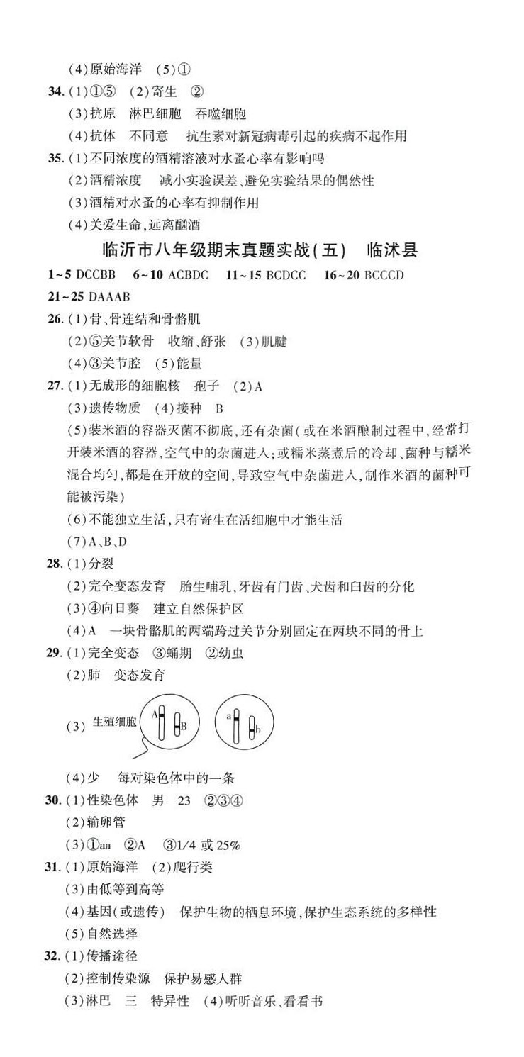 2024年目標(biāo)與檢測綜合能力達(dá)標(biāo)質(zhì)量檢測卷八年級生物全一冊人教版 第3頁