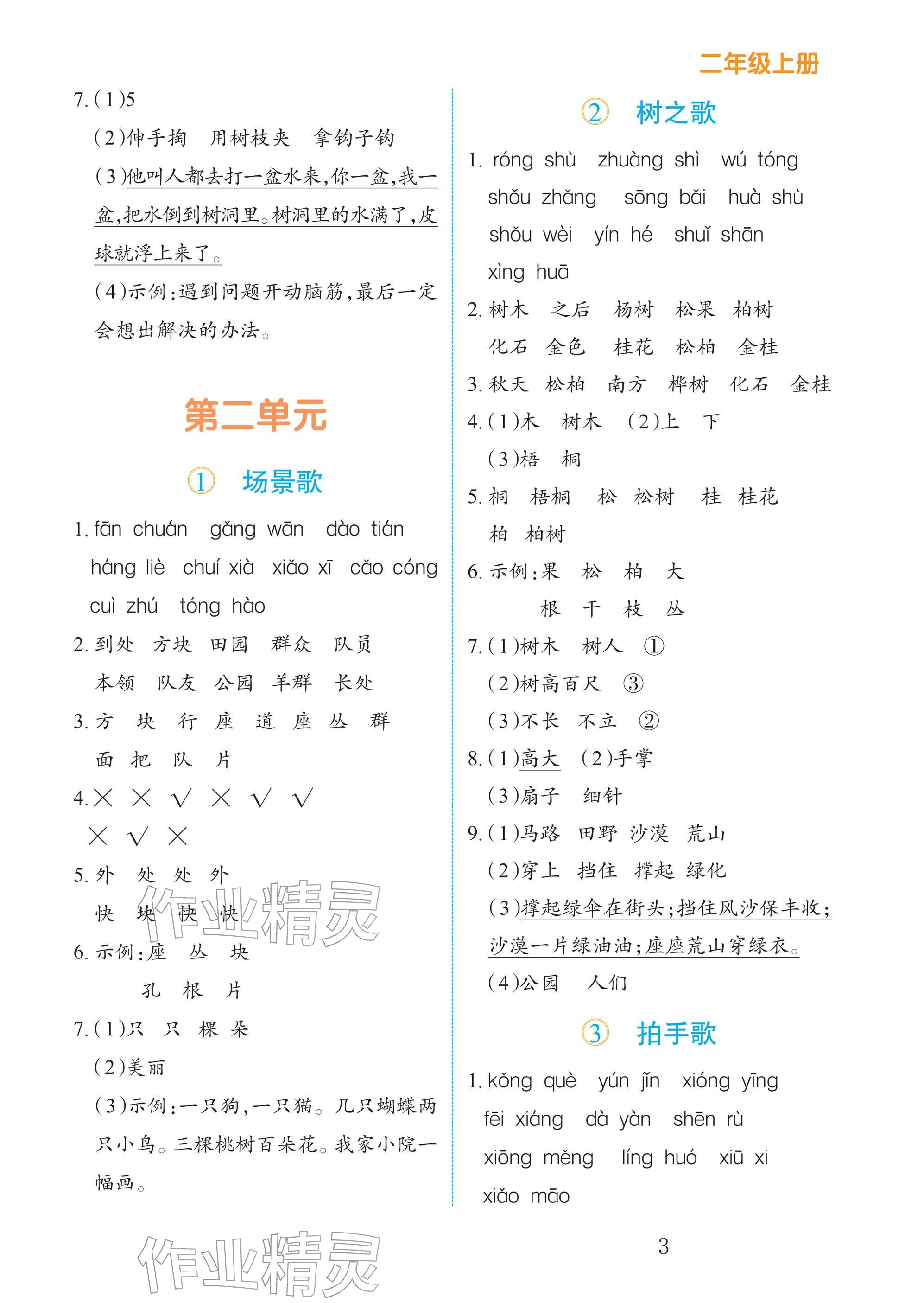 2025年语法专项训练二年级语文上册人教版 参考答案第3页