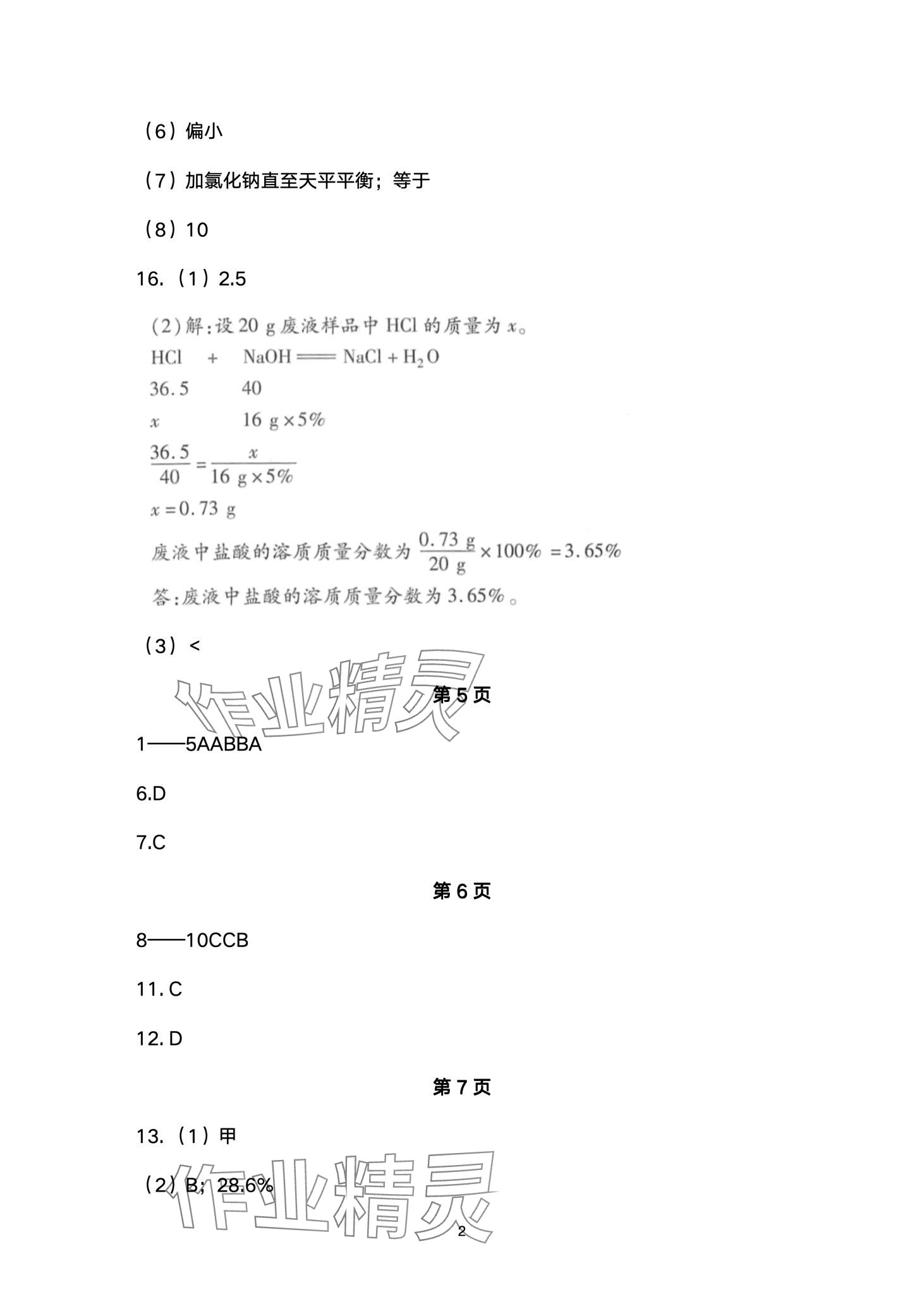 2024年同步練習(xí)冊(cè)配套檢測(cè)卷九年級(jí)化學(xué)下冊(cè)魯教版煙臺(tái)專版五四制 第2頁(yè)