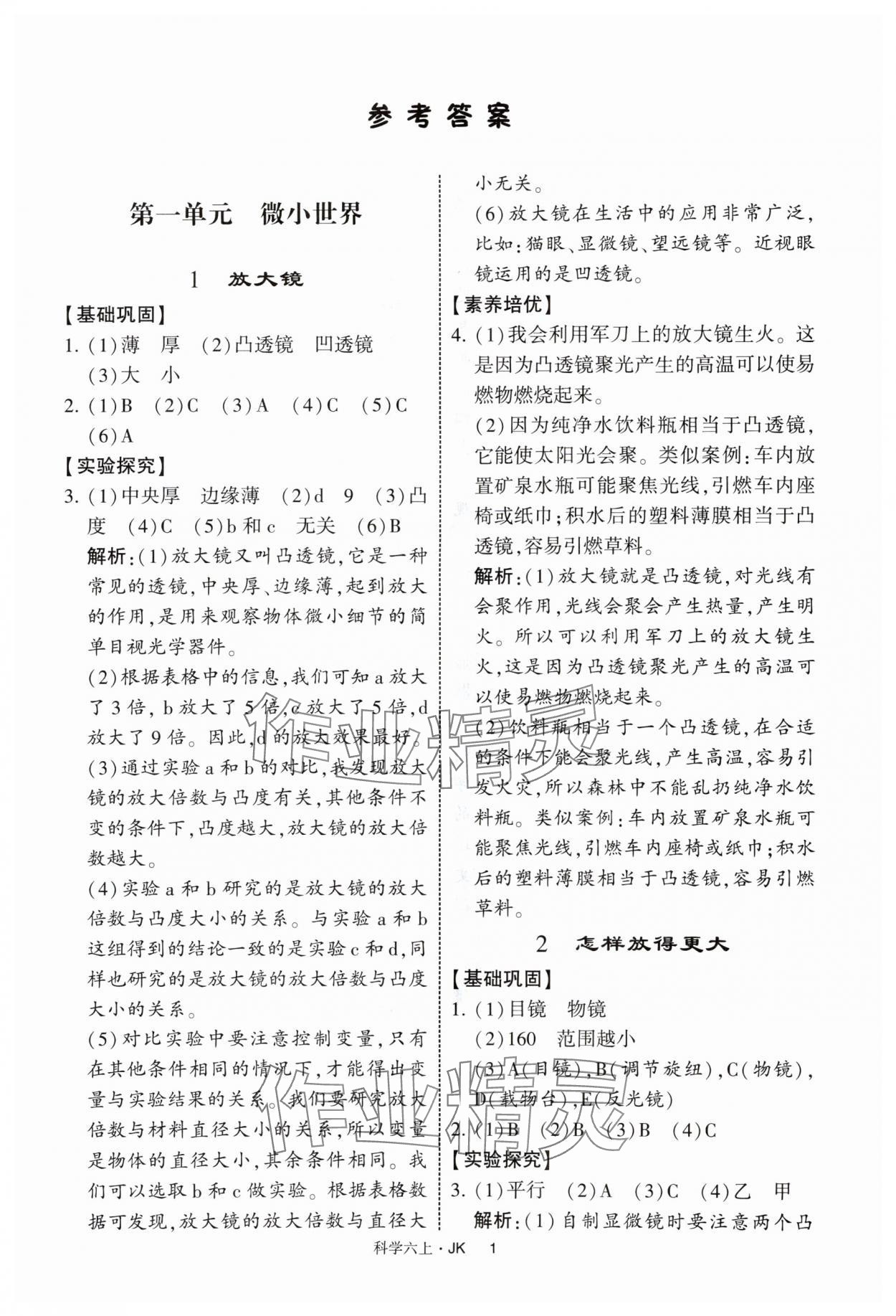 2025年經(jīng)綸學典提高班六年級科學上冊教科版 第1頁