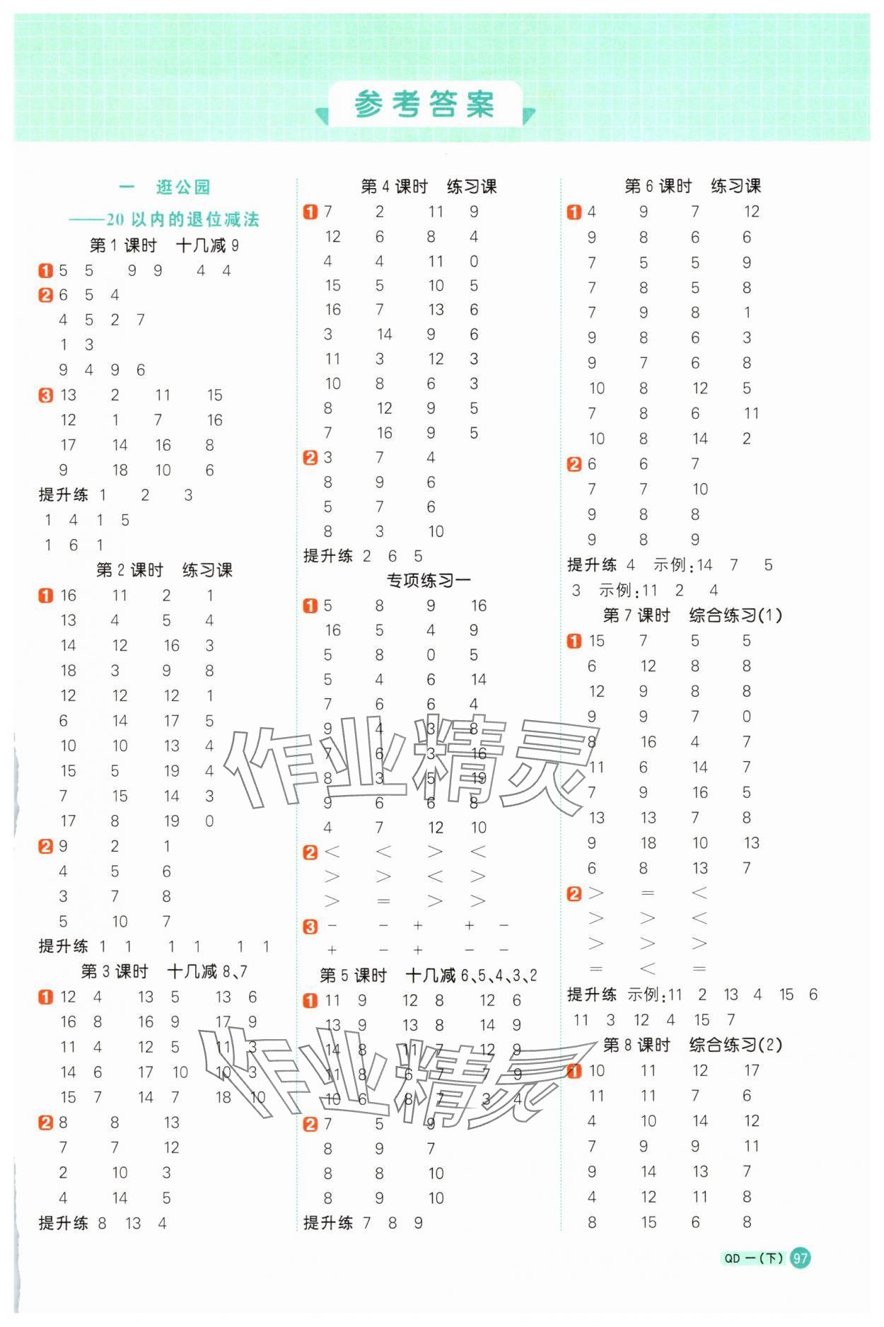 2025年陽光同學(xué)計算小達(dá)人一年級數(shù)學(xué)下冊青島版 第1頁