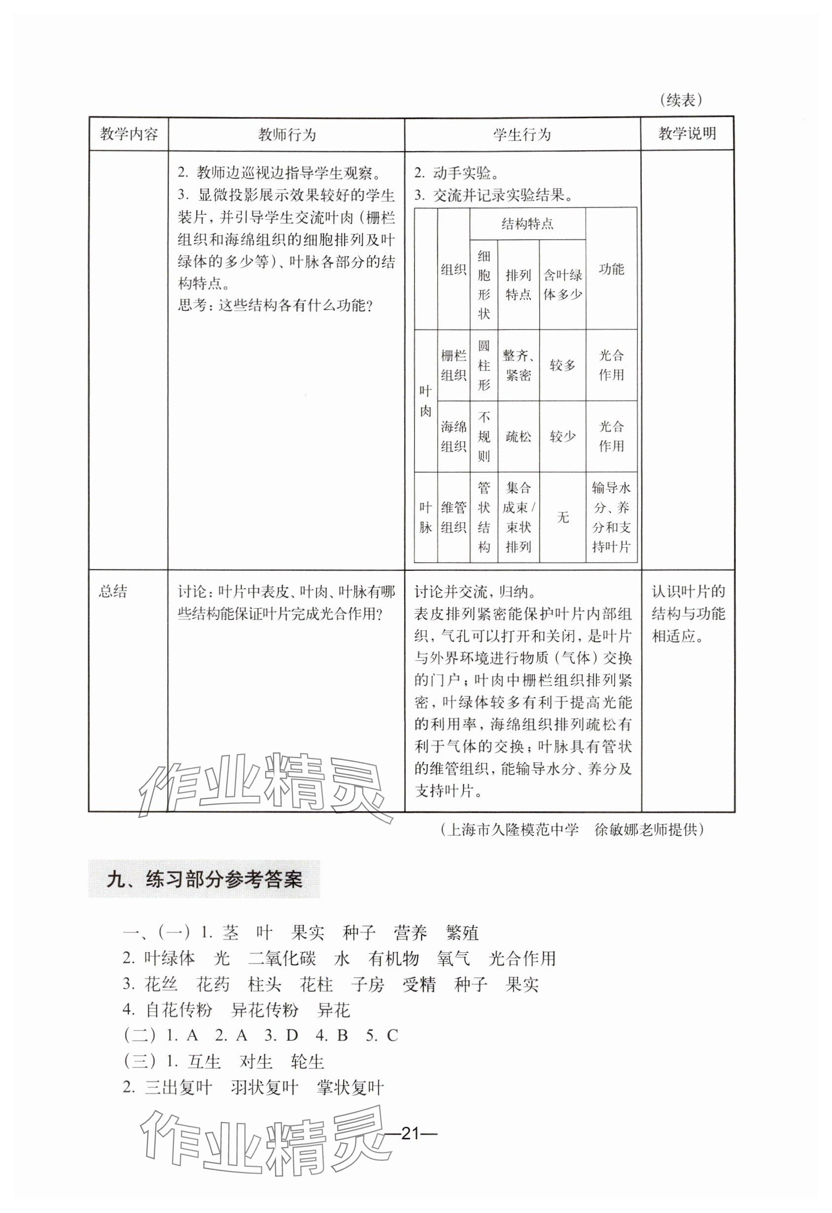 2024年练习部分生命科学初中第二册 参考答案第1页