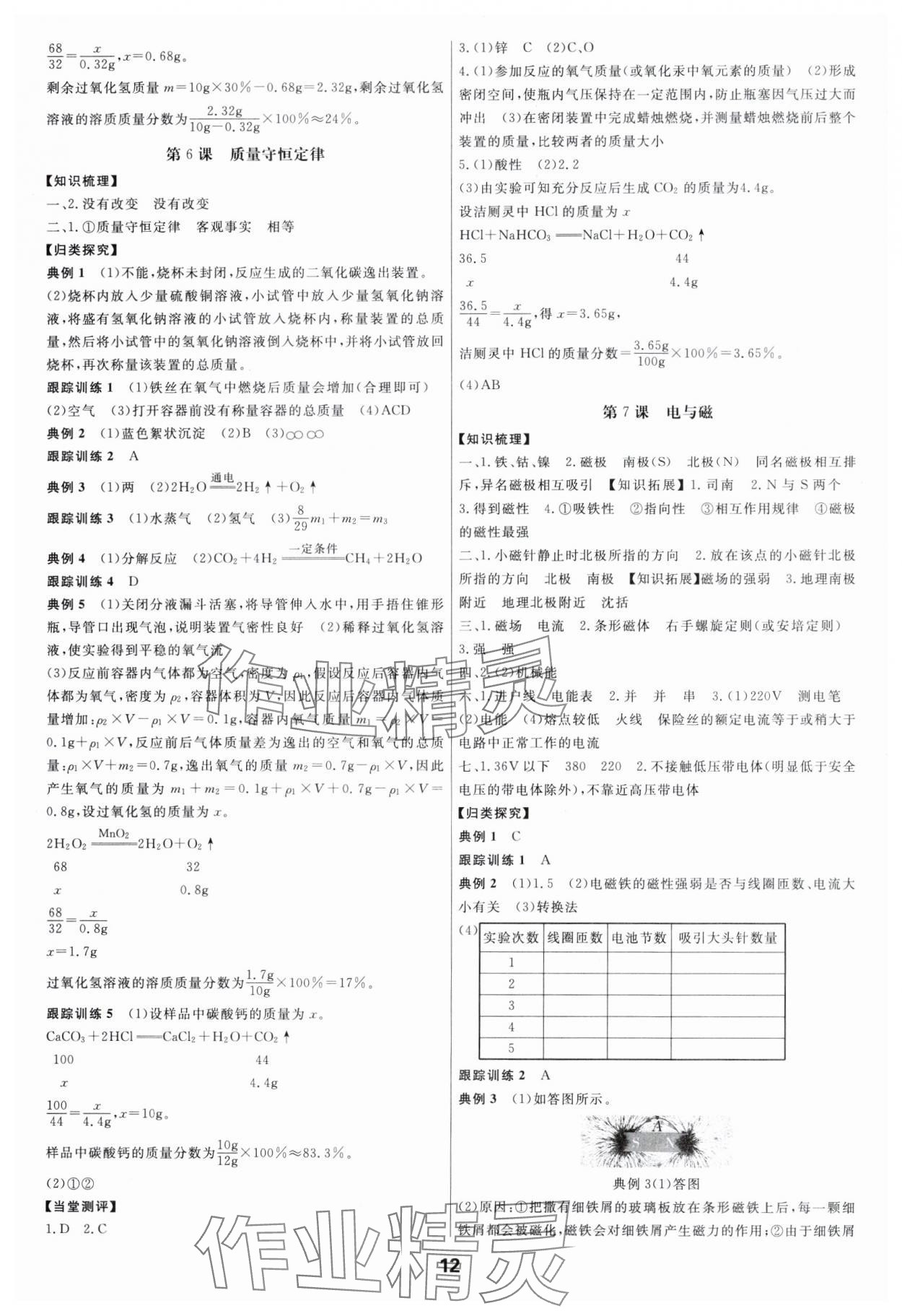 2024年全效學習中考學練測科學年級版 參考答案第11頁