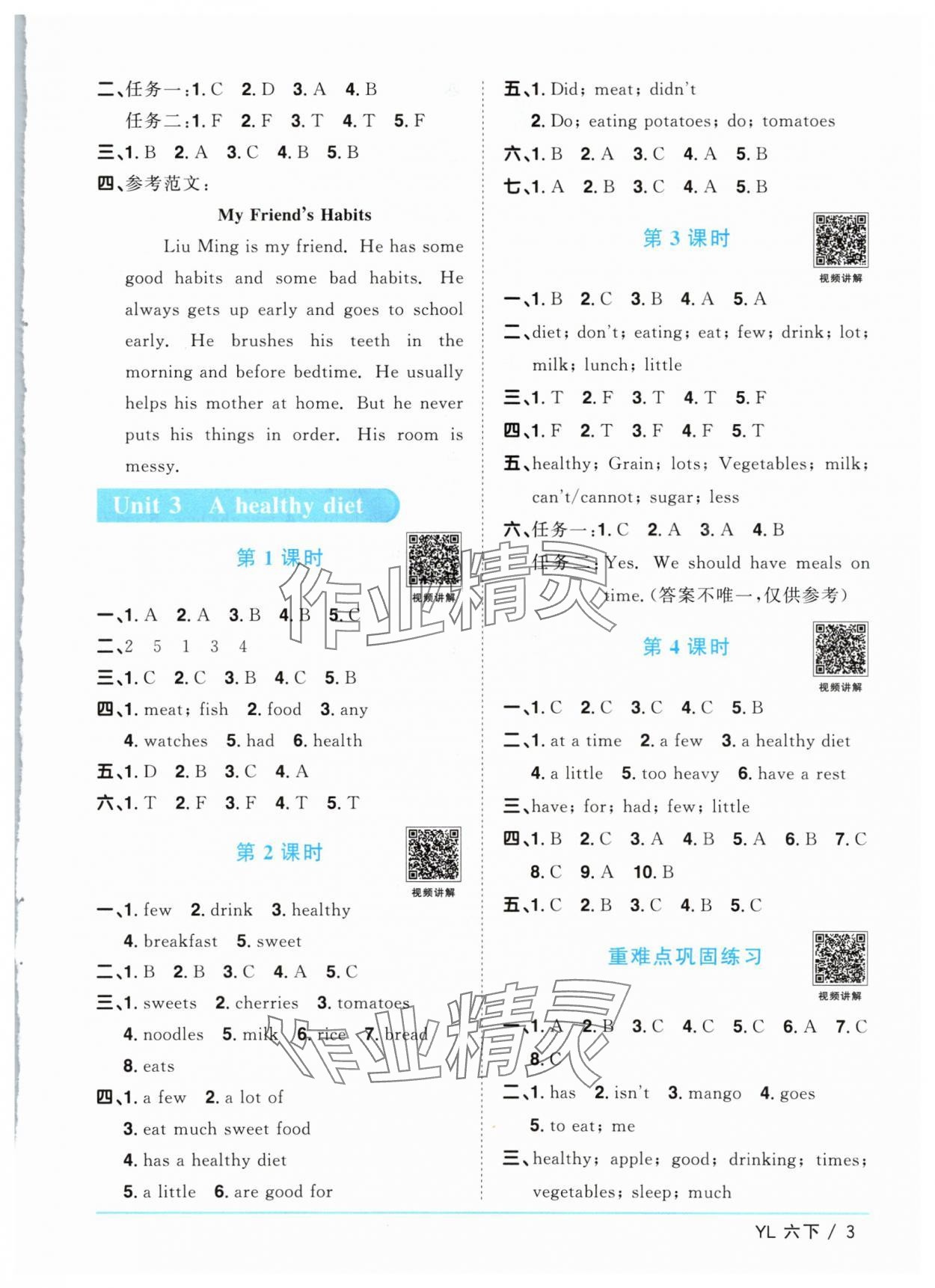 2024年陽(yáng)光同學(xué)課時(shí)優(yōu)化作業(yè)六年級(jí)英語(yǔ)下冊(cè)譯林版江蘇專(zhuān)版 參考答案第3頁(yè)