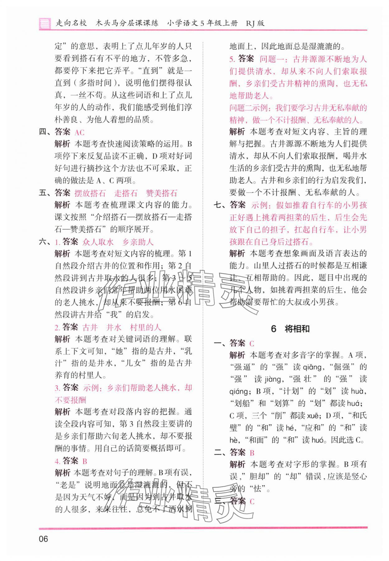 2025年木头马分层课课练五年级语文上册人教版浙江专版 第6页