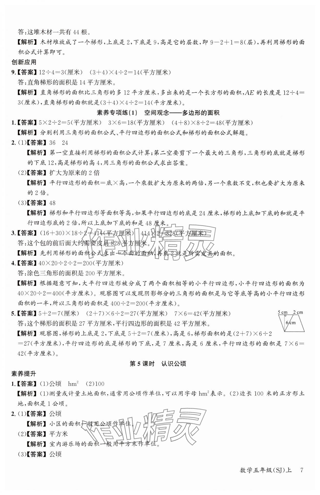 2024年素養(yǎng)天天練五年級數(shù)學上冊蘇教版 參考答案第7頁