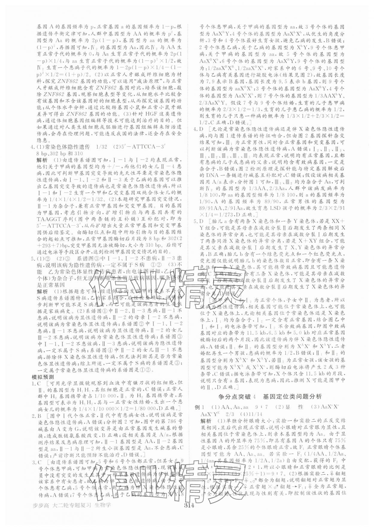 2025年步步高大二輪專題復(fù)習(xí)高中生物 參考答案第11頁