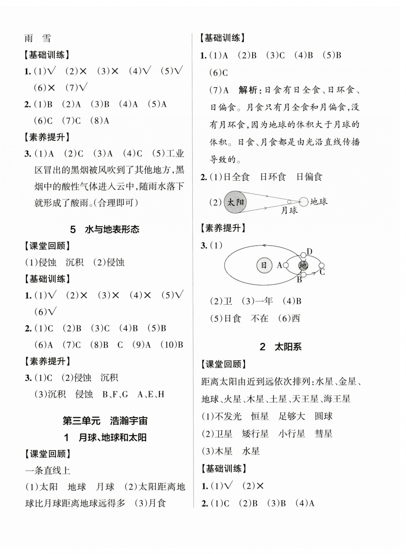 2024年小學學霸作業(yè)本六年級科學上冊大象版河南專版 參考答案第4頁