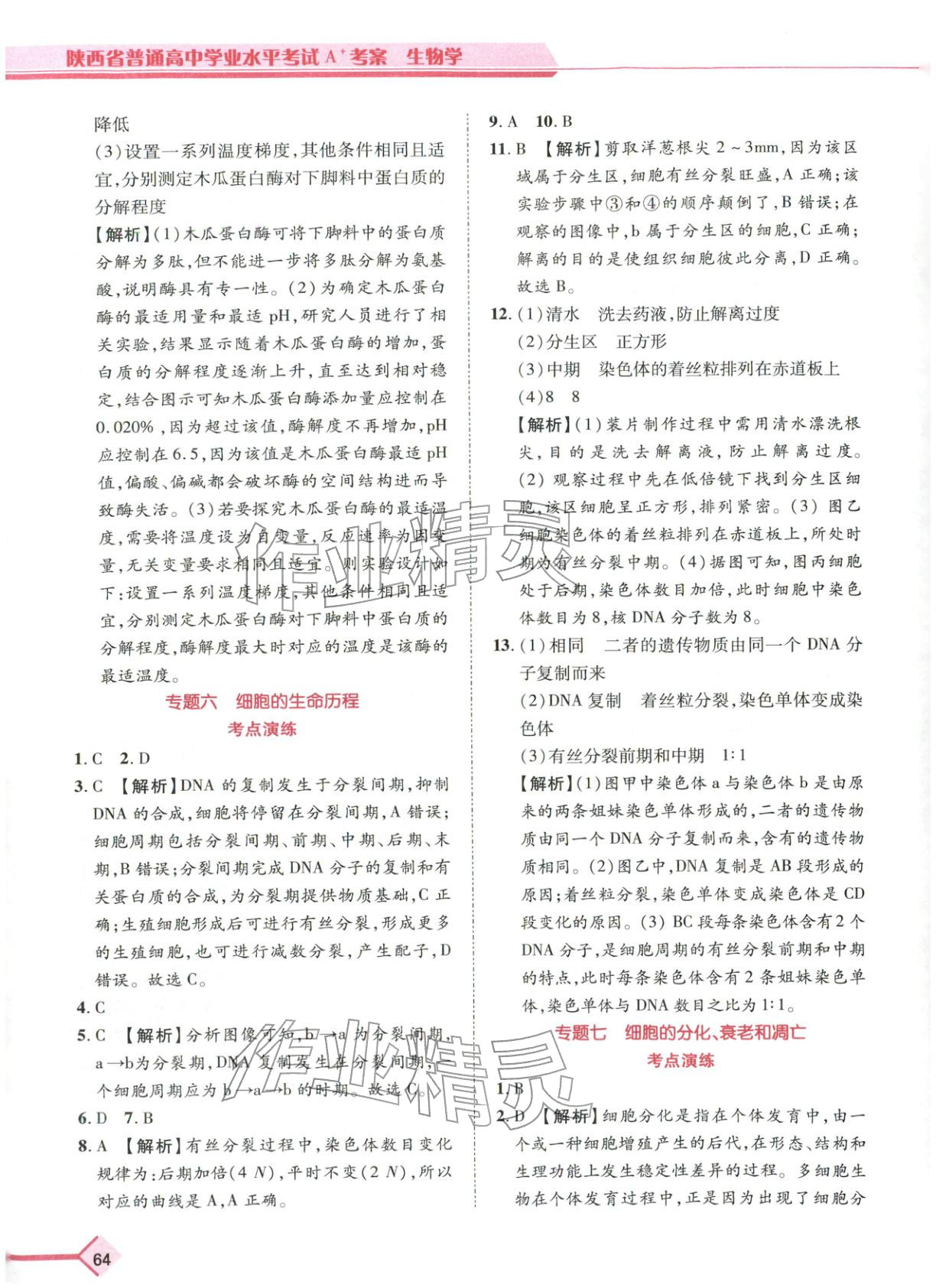 2026年普通高中学业水平考试A+考案生物陕西专版&nbsp;第7页
