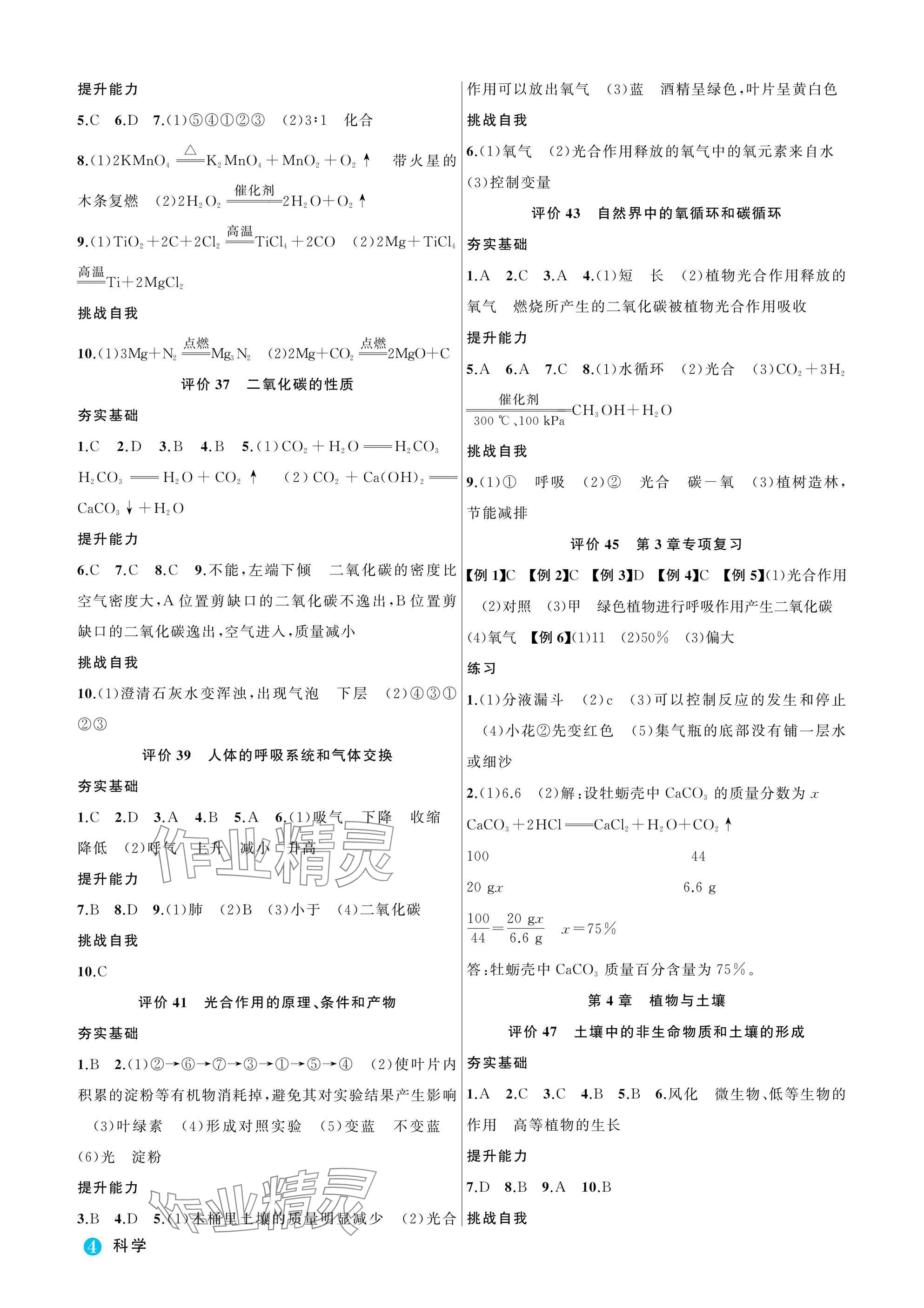 2025年名師面對面學科素養評價八年級科學下冊浙教版 參考答案第4頁