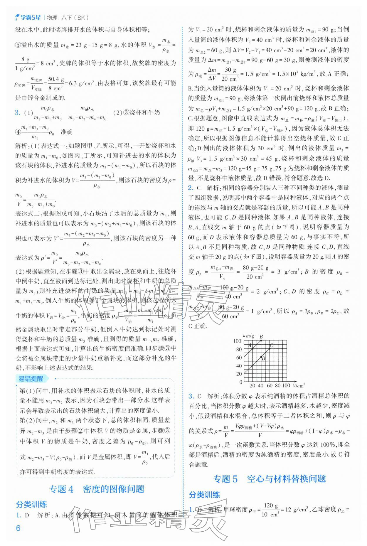2026年经纶学典5星学霸八年级物理下册苏科版&nbsp;参考答案第6页