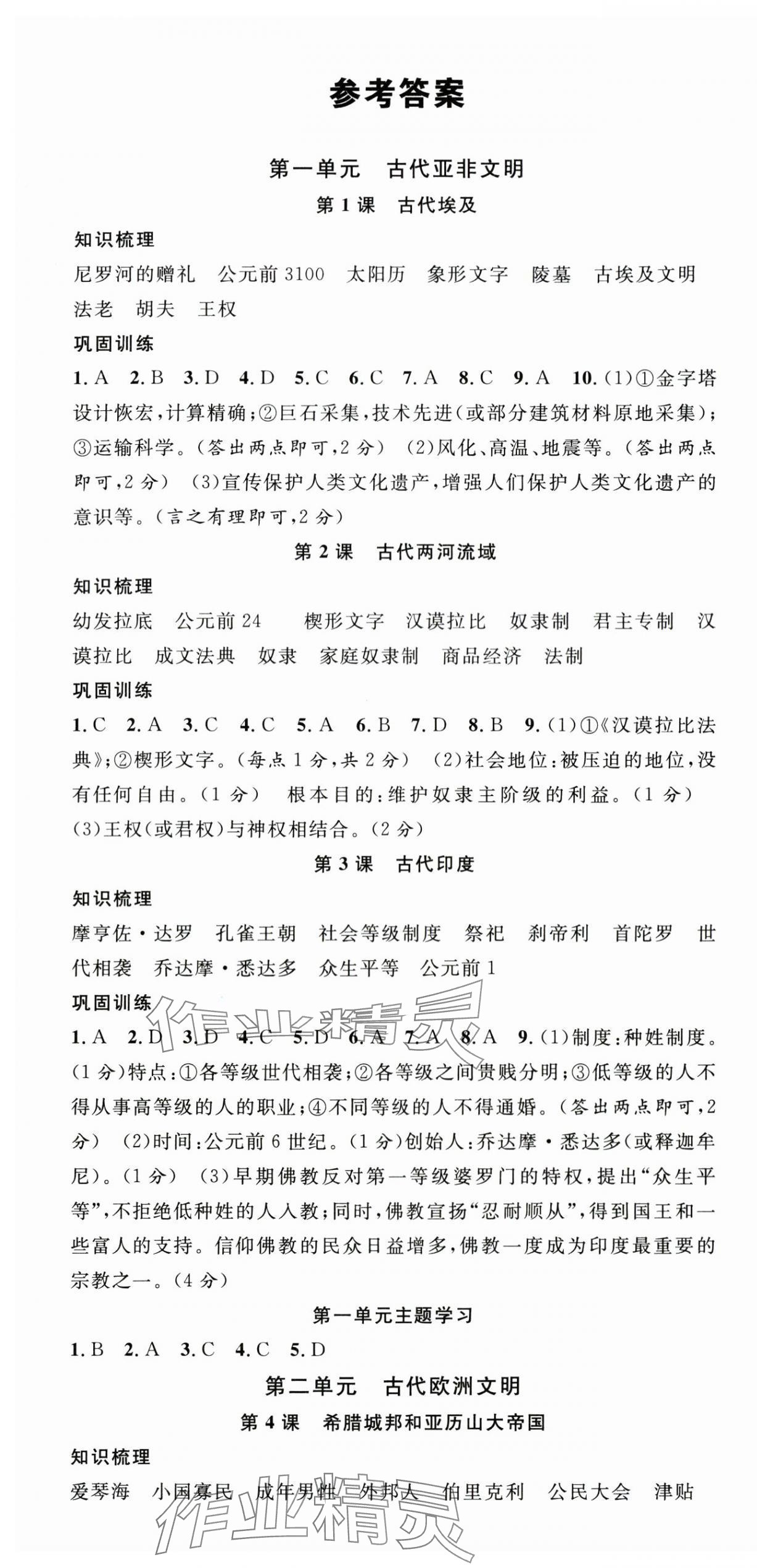 2025年名校课堂九年级历史上册人教版山西专版 第1页