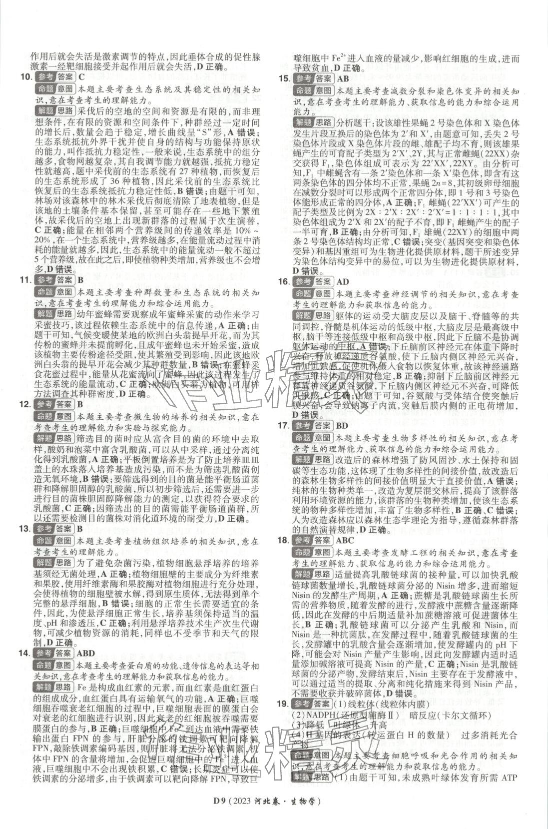 2026年新高考5年真题生物河北专版 第9页
