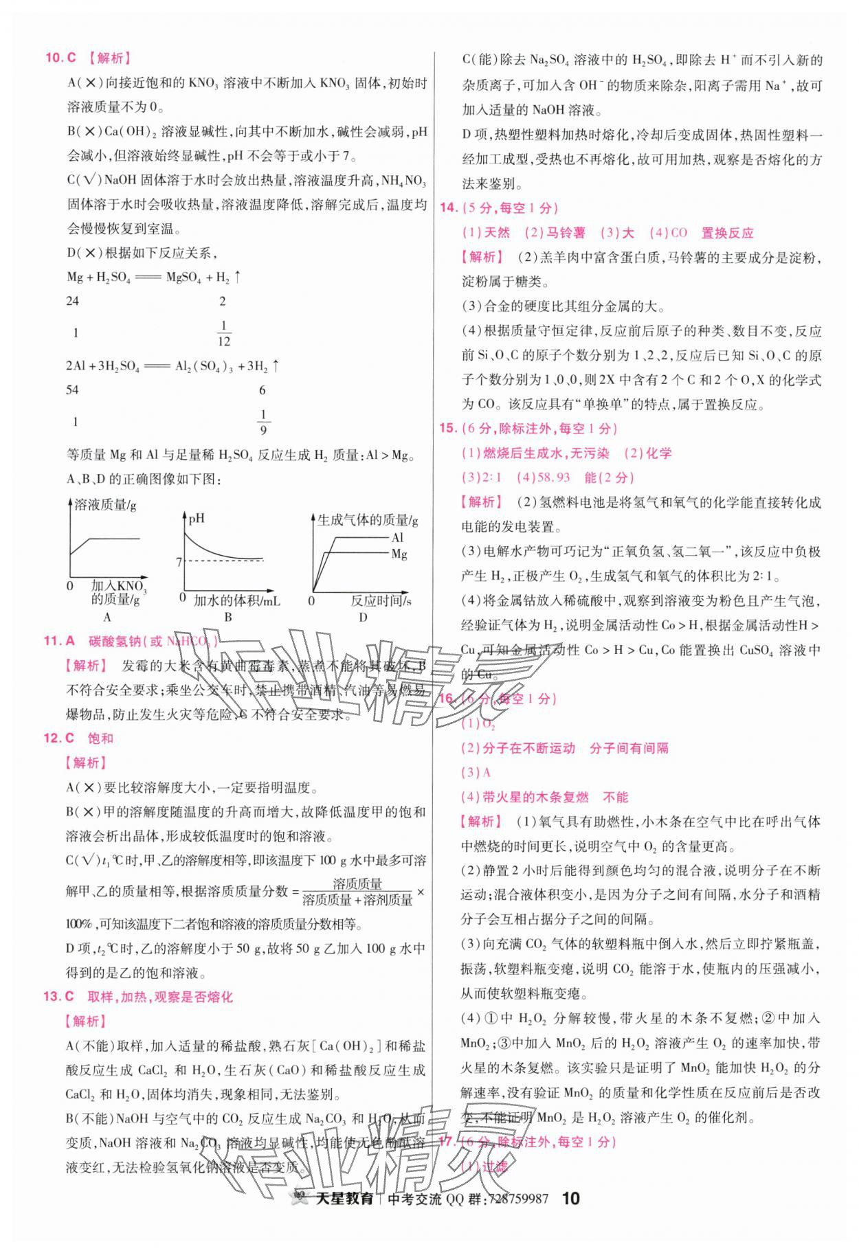 2024年金考卷45套匯編化學江西專版 參考答案第10頁