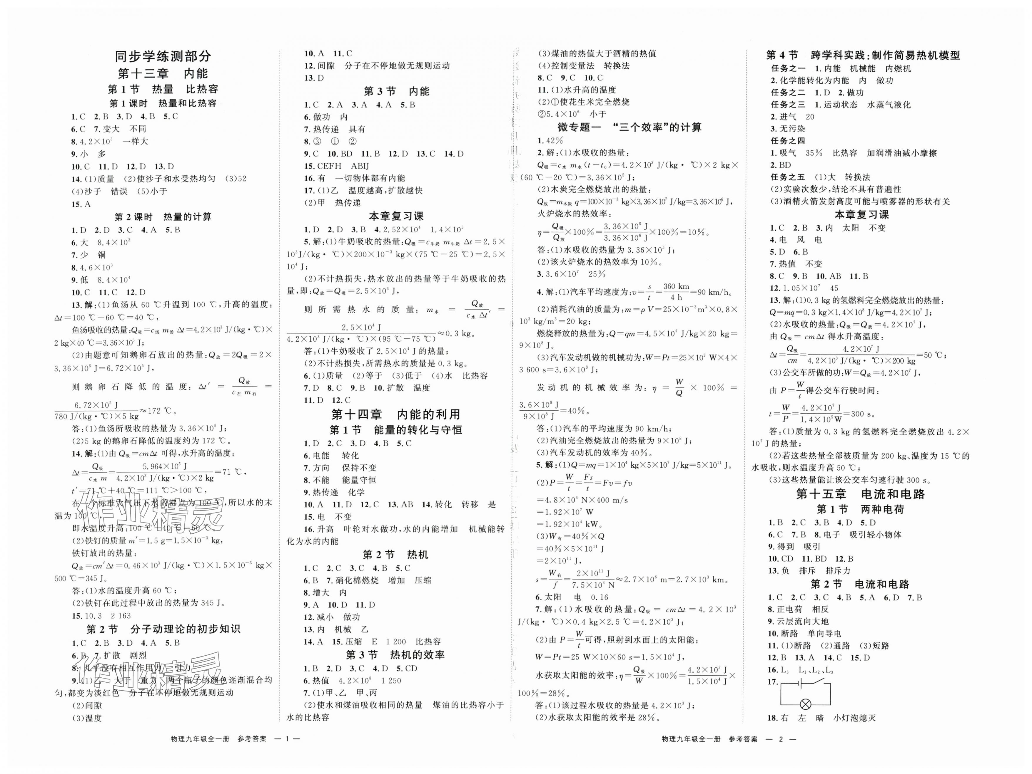 2025年全效学习同步学练测九年级物理全一册人教版 第1页
