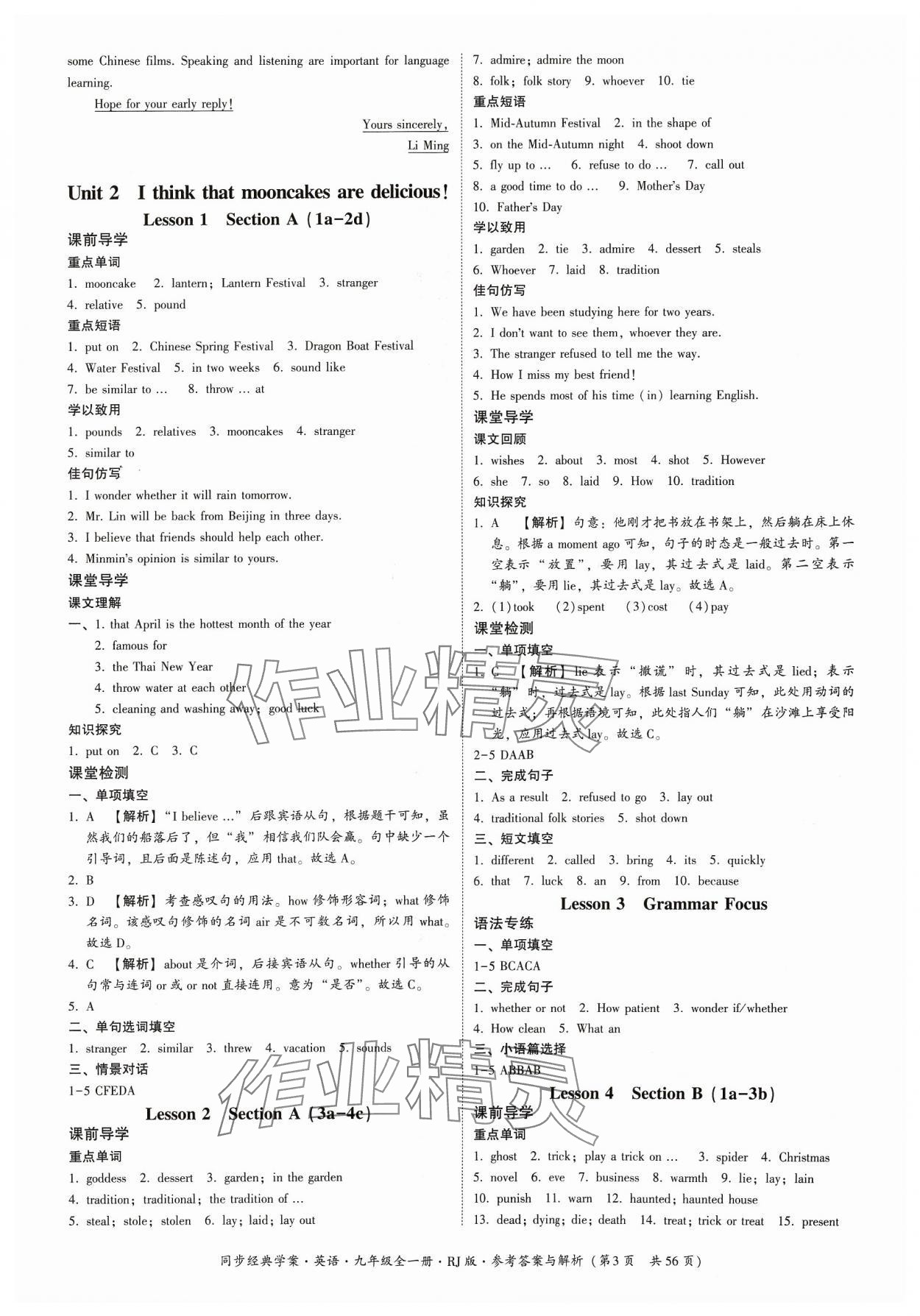 2023年同步經(jīng)典學(xué)案九年級英語全一冊人教版 第3頁