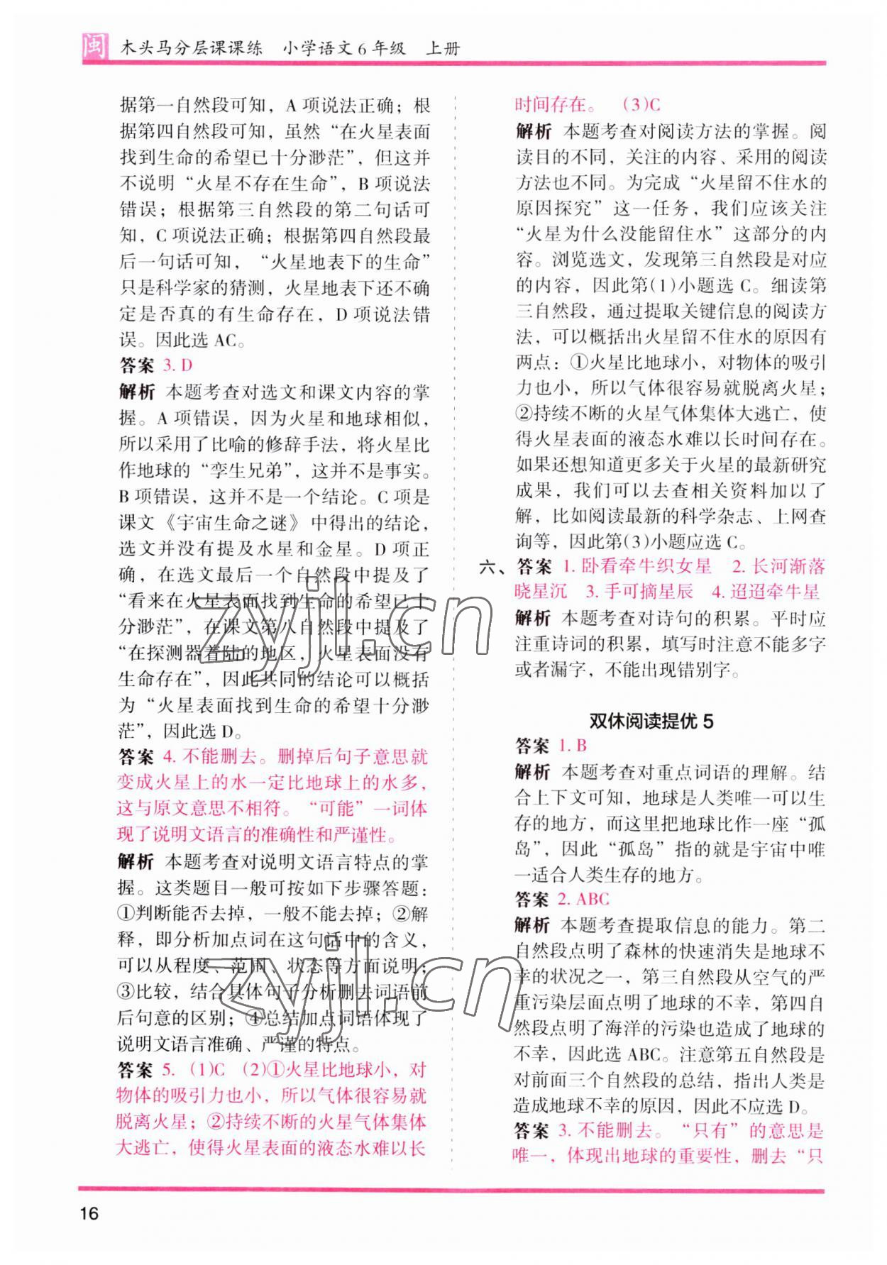 2023年木頭馬分層課課練六年級(jí)語(yǔ)文上冊(cè)人教版福建專版 第16頁(yè)