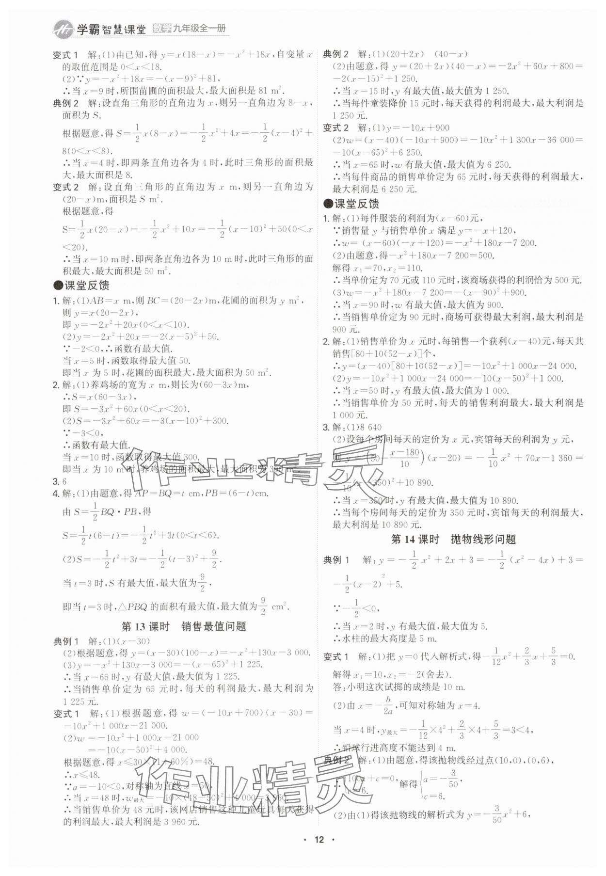 2025年學(xué)霸智慧課堂九年級數(shù)學(xué)全一冊人教版 參考答案第11頁