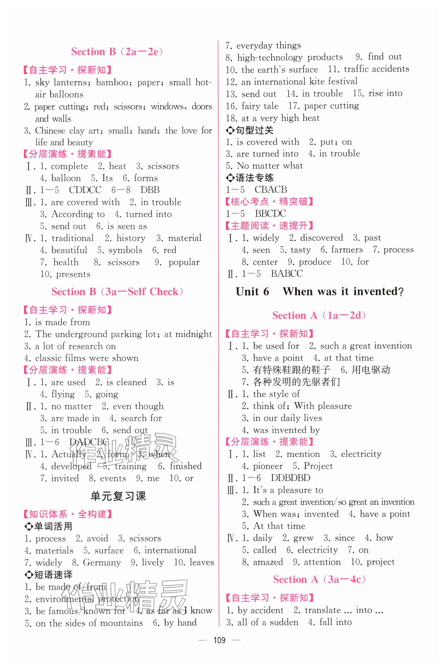 2025年同步導(dǎo)學(xué)案課時(shí)練九年級(jí)英語全一冊(cè)人教版河南專版 參考答案第7頁