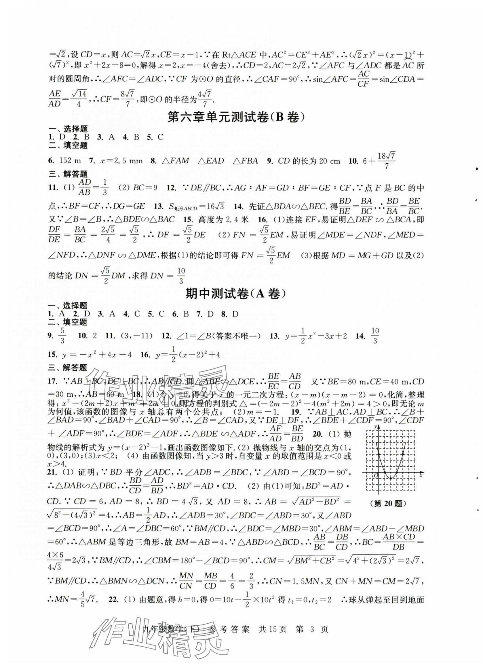 2025年伴你學單元達標測試卷九年級數學下冊蘇科版 參考答案第3頁