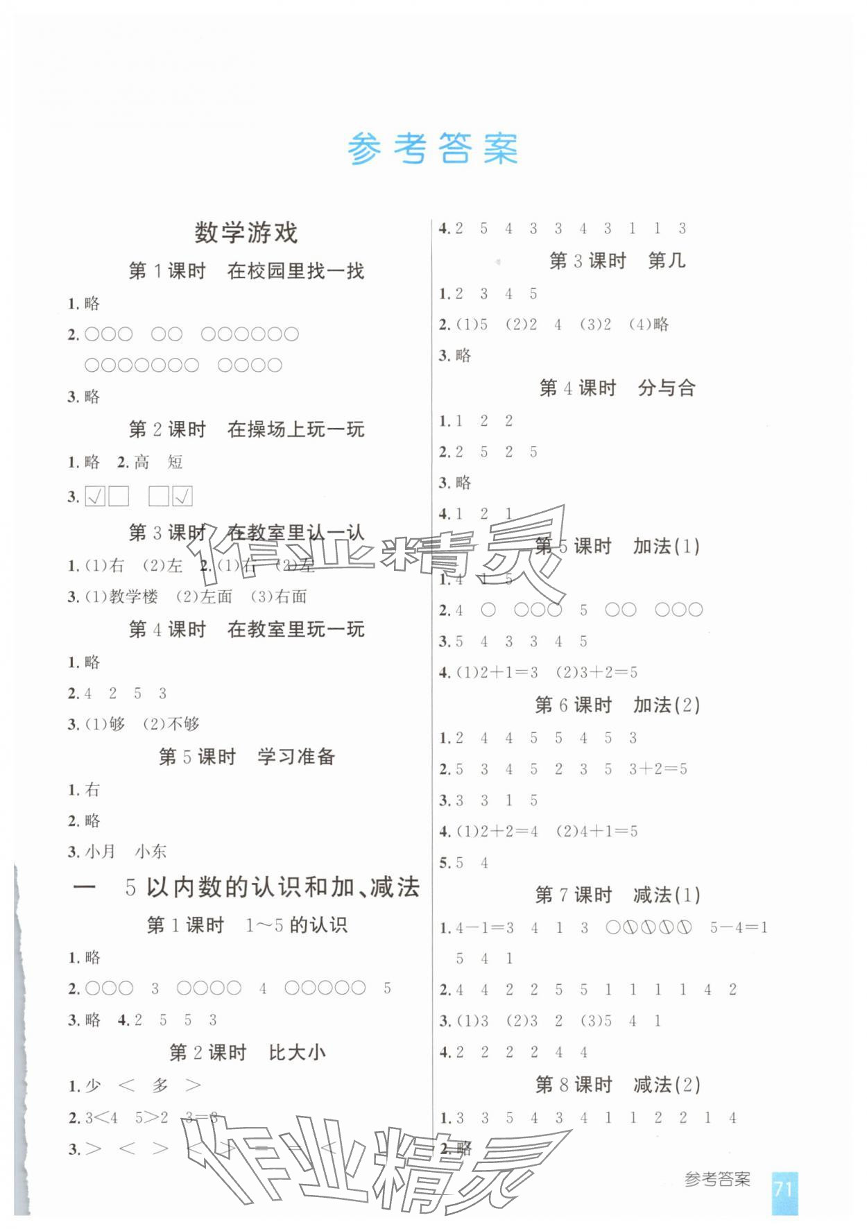 2025年1日1练口算题卡一年级上册人教版 第1页