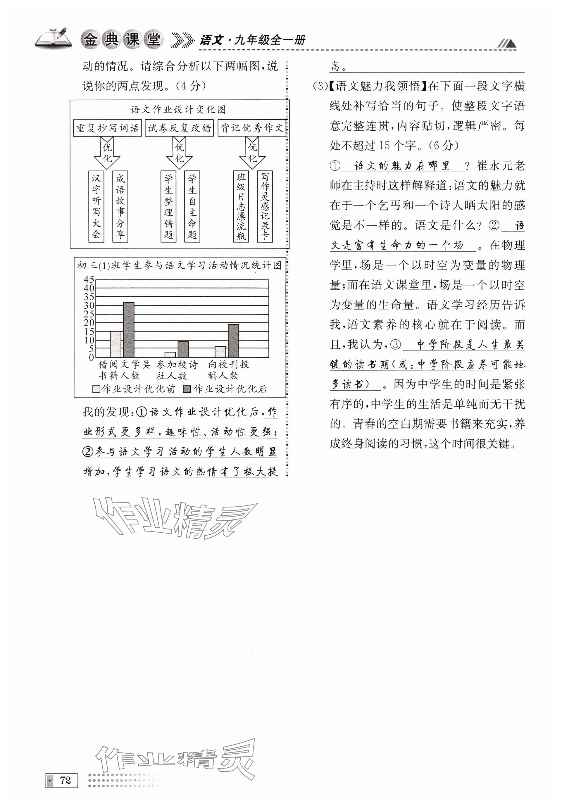 2024年名校金典课堂九年级语文全一册人教版成都专版 参考答案第72页