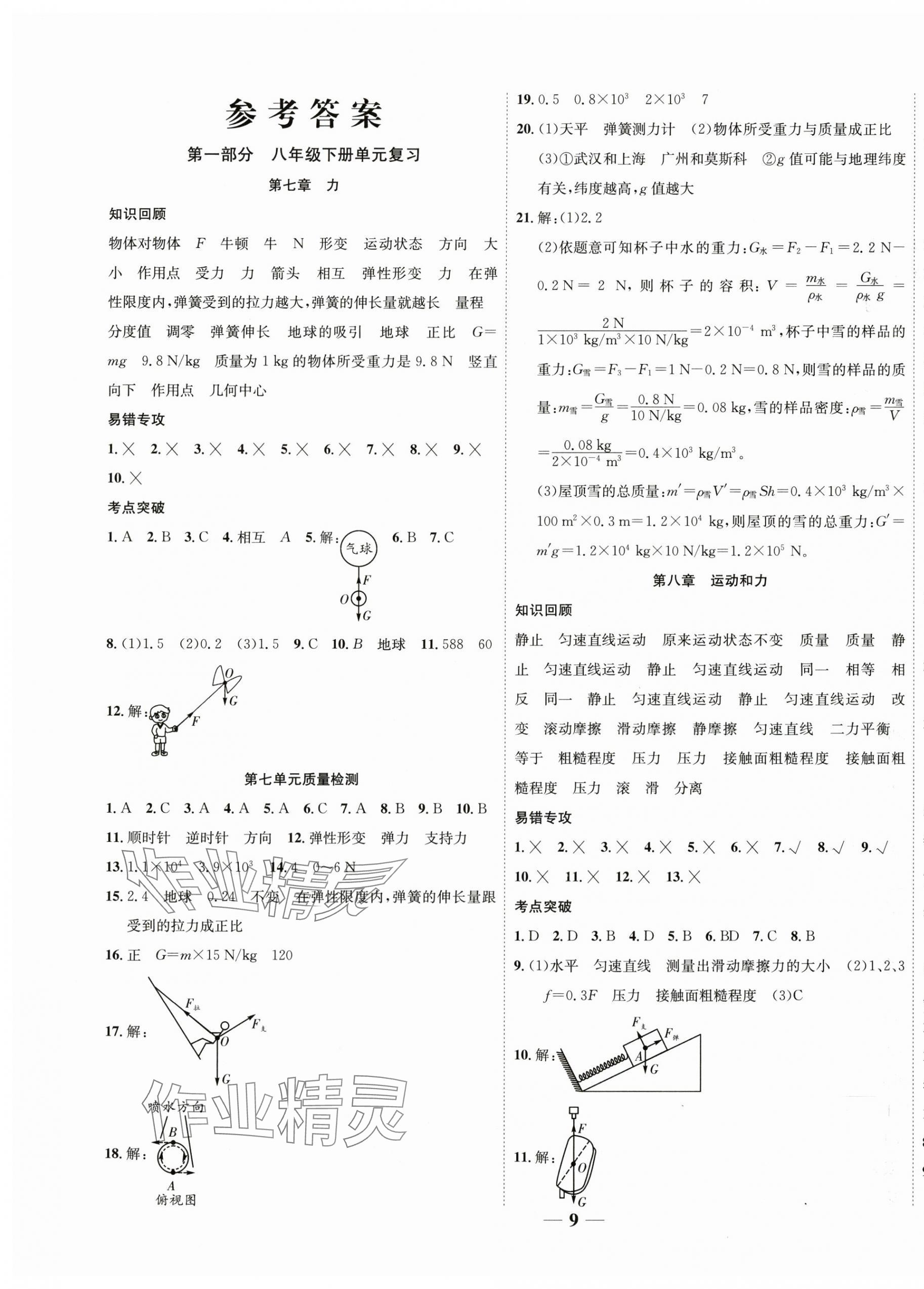 2025年復習計劃風向標暑八年級物理教科版 第1頁