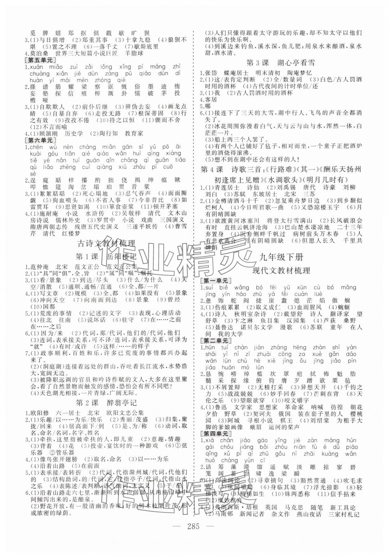 2025年新中考集訓中考總復習語文人教版&nbsp;參考答案第6頁