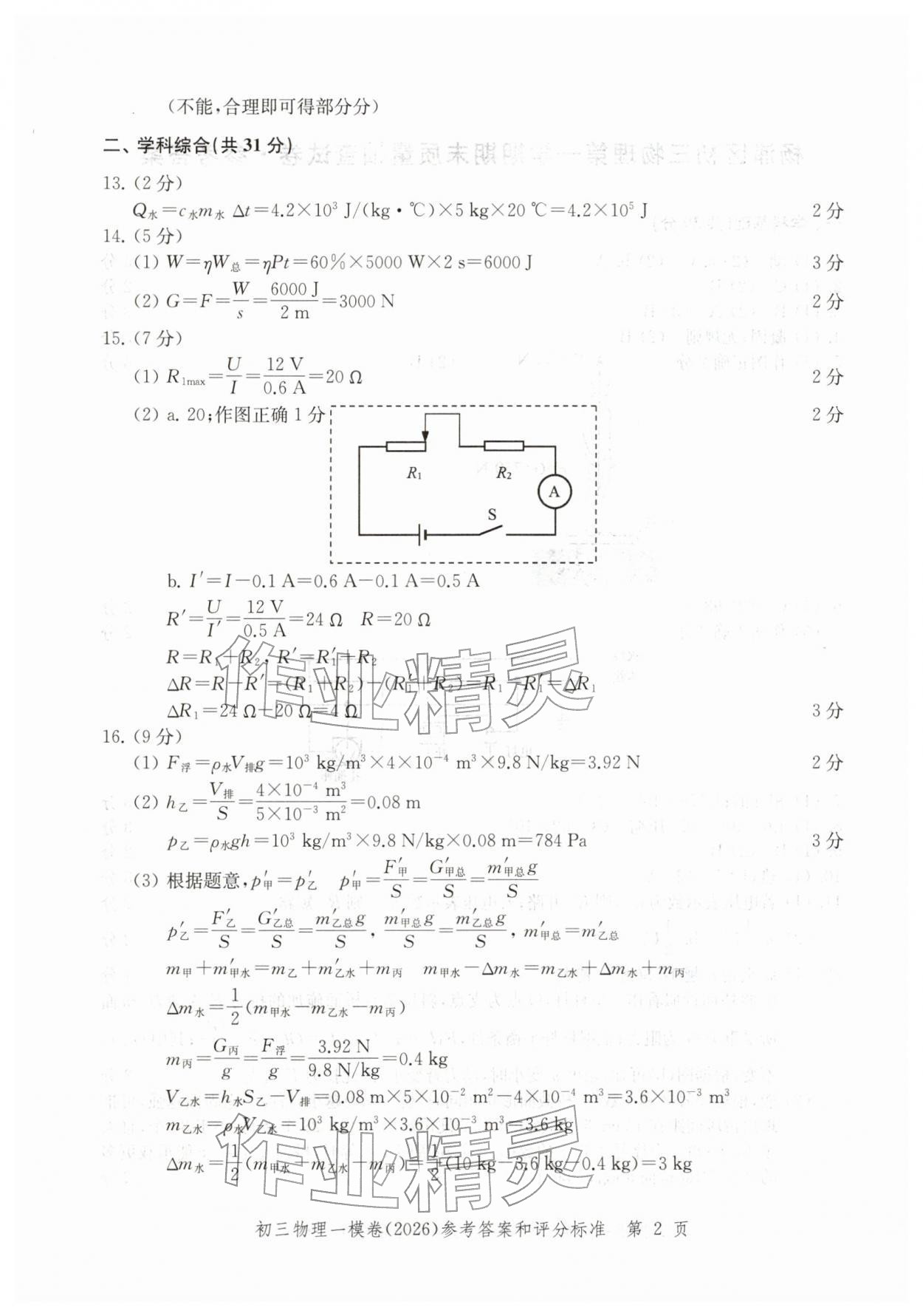 2026年文化課強(qiáng)化訓(xùn)練物理&nbsp;參考答案第2頁(yè)