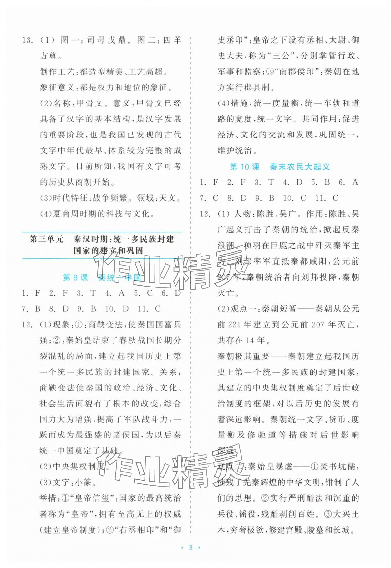 2025年精彩练习就练这一本七年级历史上册人教版评议教辅 第3页