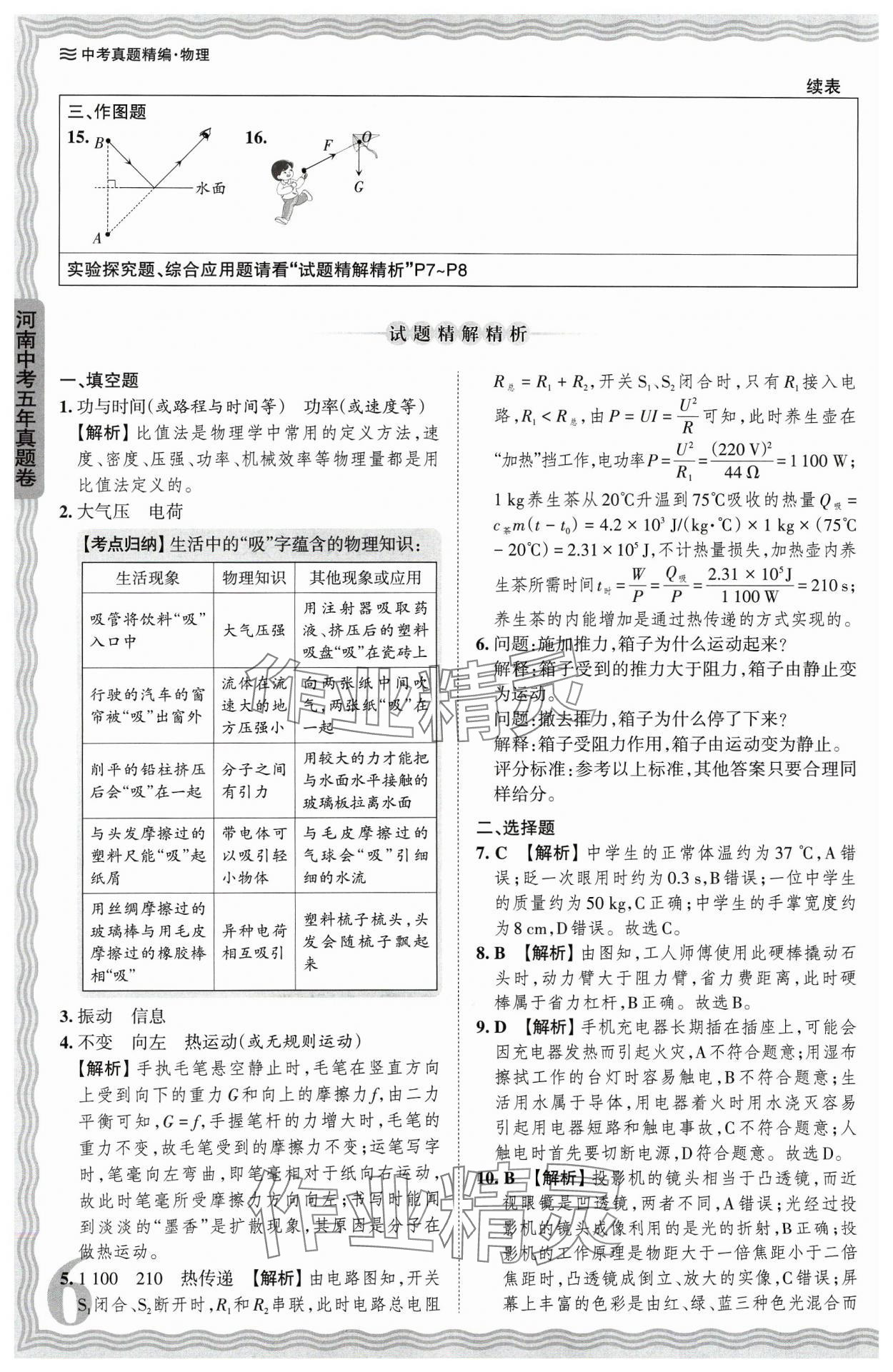 2024年王朝霞中考真題精編物理河南中考 參考答案第6頁(yè)