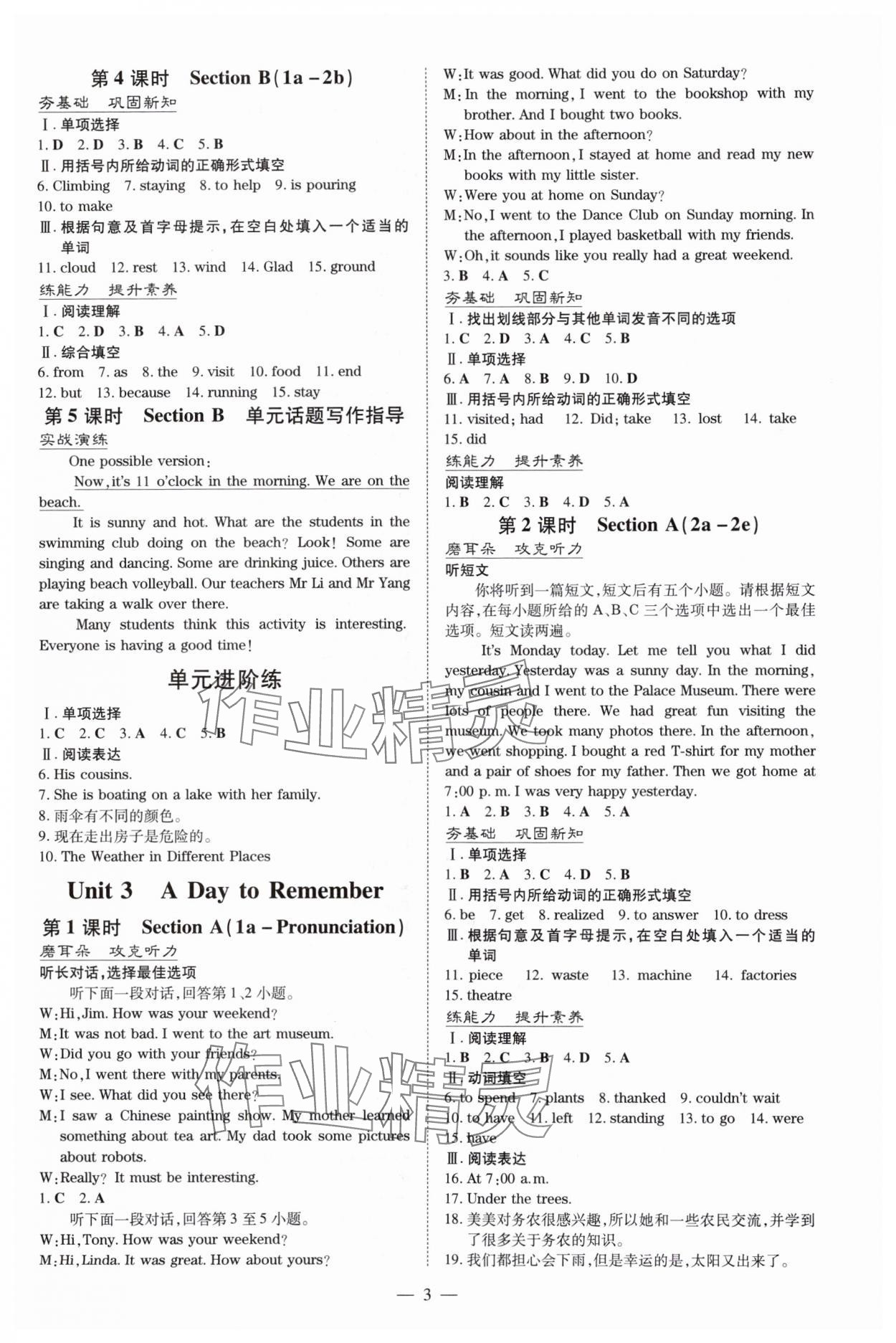 2025年练案七年级英语上册鲁教版五四制烟台专版 第3页