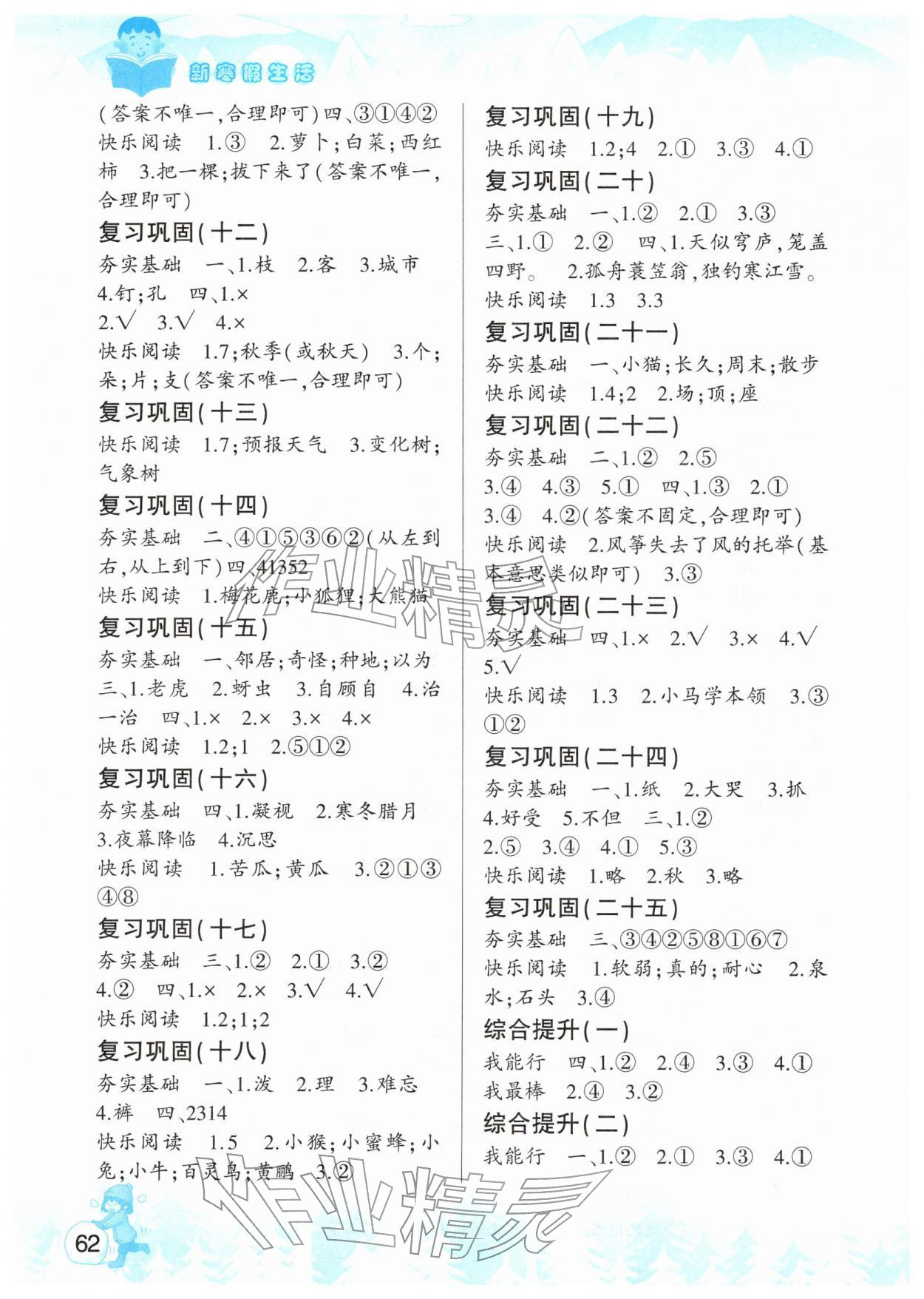 2026年新寒假生活二年级语文人教版&nbsp;第2页