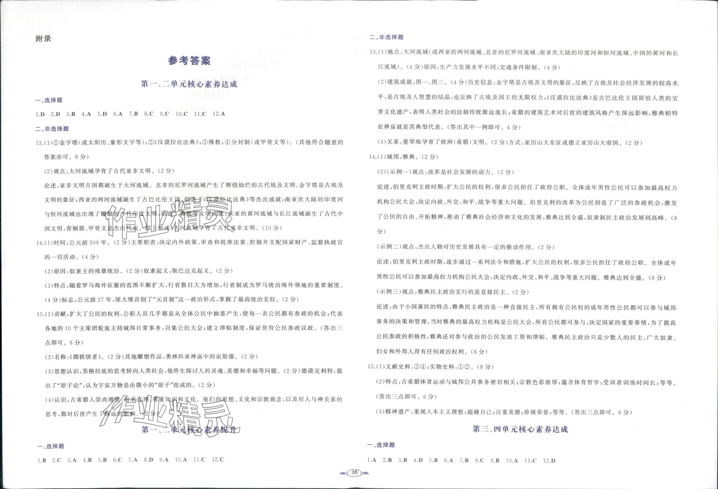 2025年同步优学核心素养评价九年级历史上册人教版 第1页