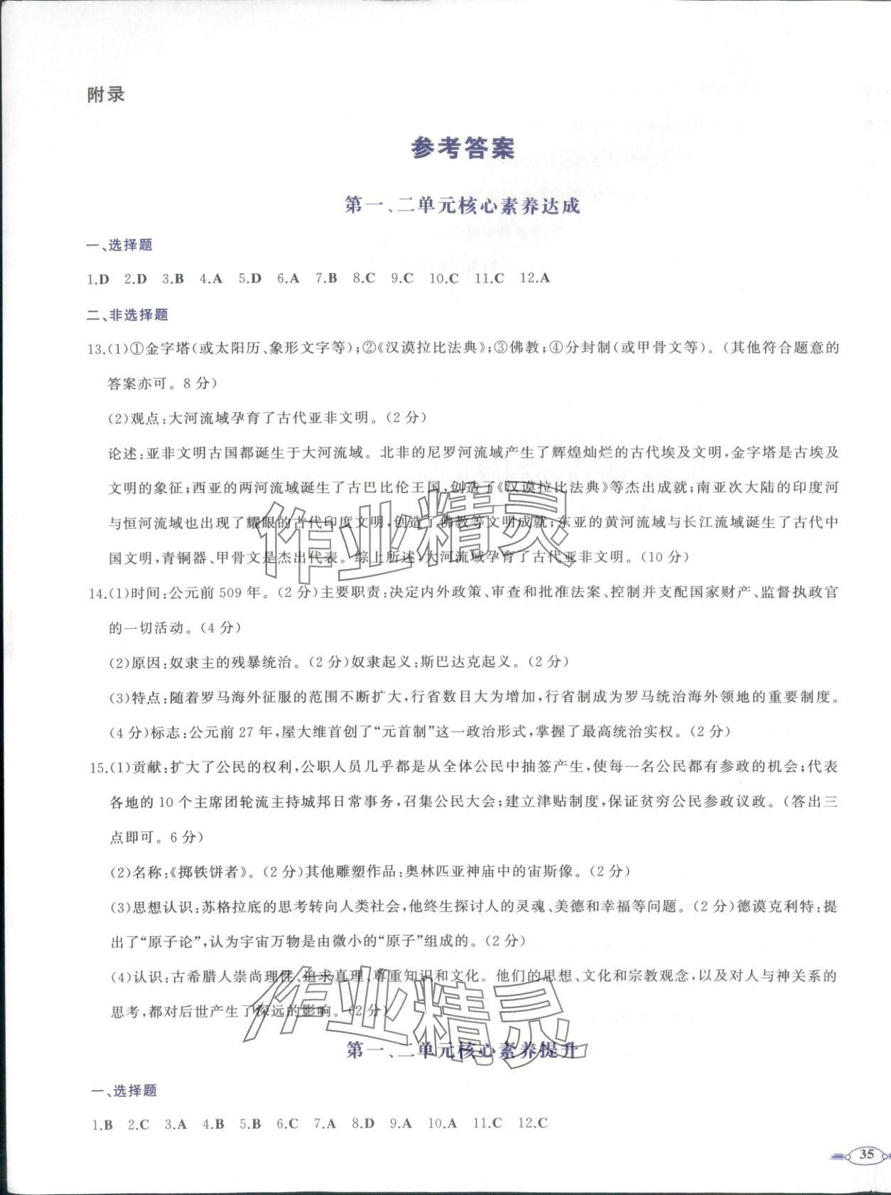 2025年同步优学核心素养评价九年级历史上册人教版 第1页